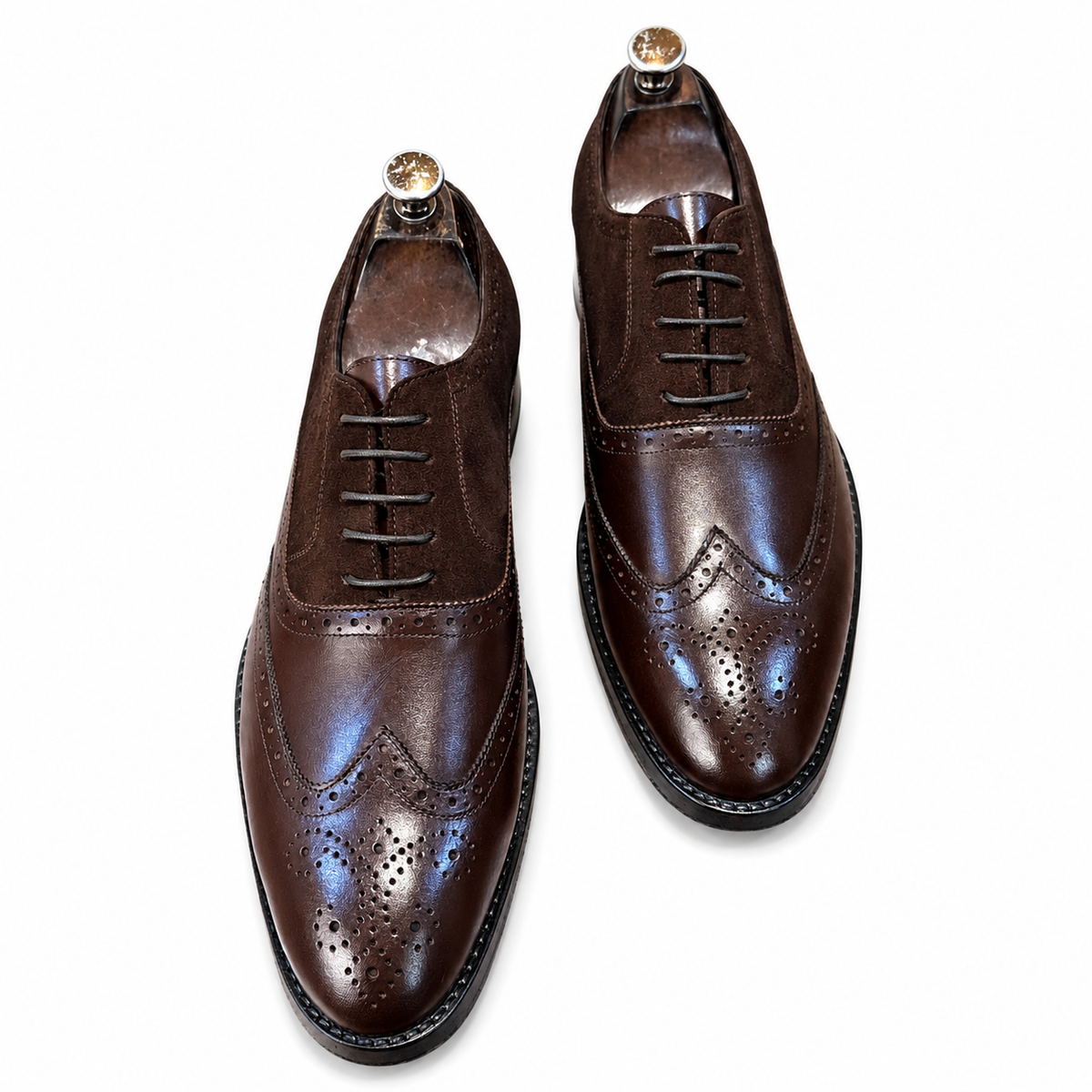 Dark Brown Wingtip Brogue Leather Oxford