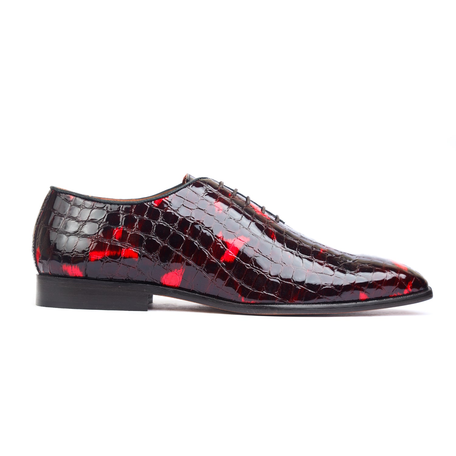 Patent Bordo Croco Wholecut Oxfords