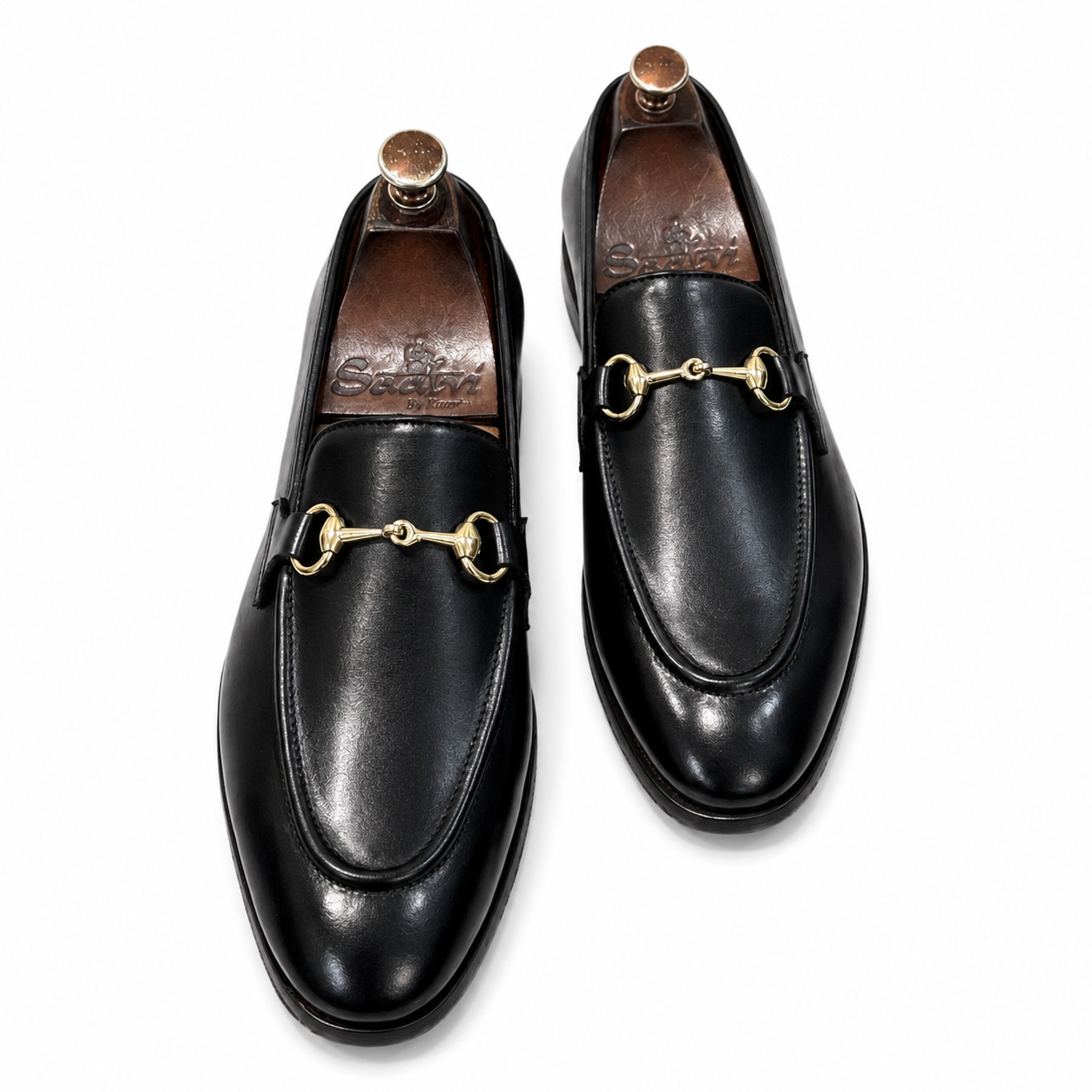 Horsebit Loafers -Black Golden Buckle