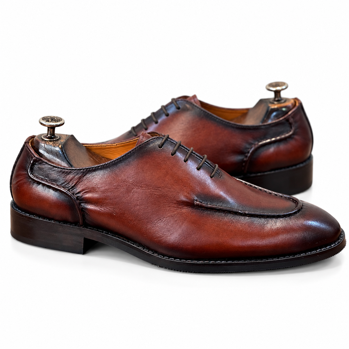 Espresso Aureum Apron-Toe Lace-Up Shoes