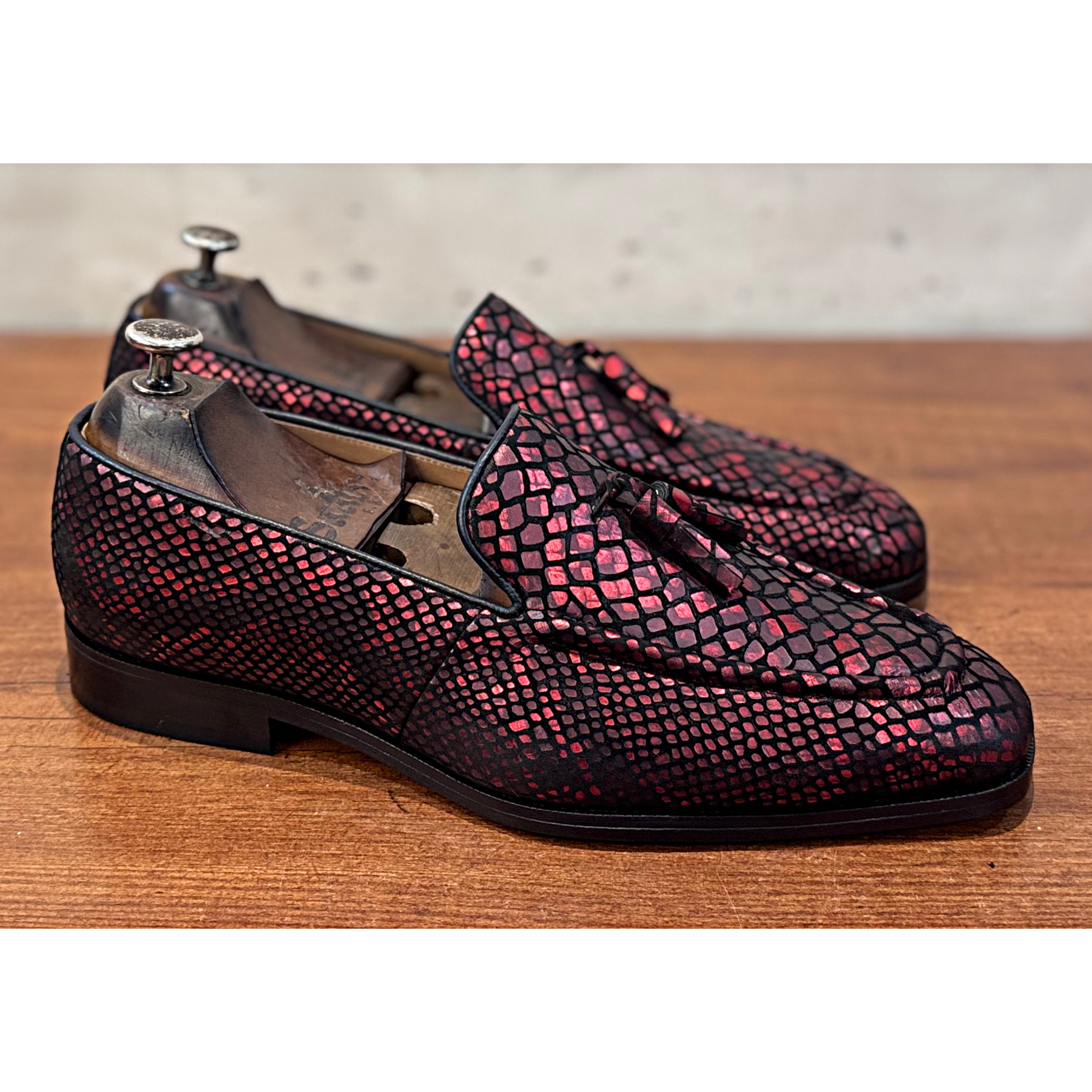 Snake Foil Loafers With Tassels Red