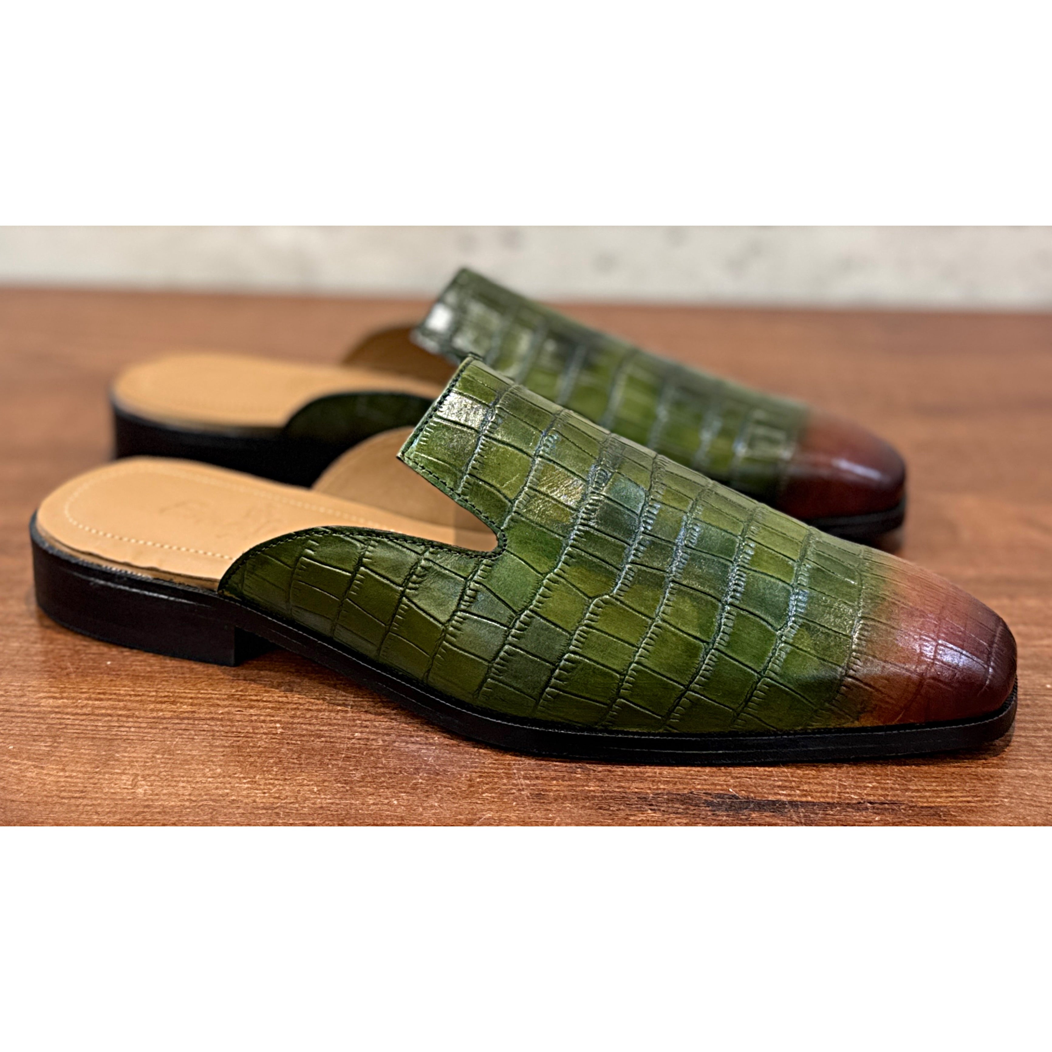 Monaco Verde Croc Mule