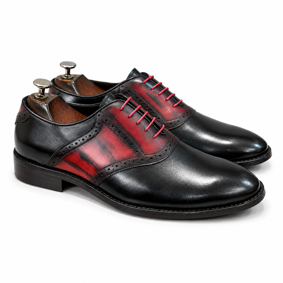 Crimson Noir Hand-Patina Oxford Brogues