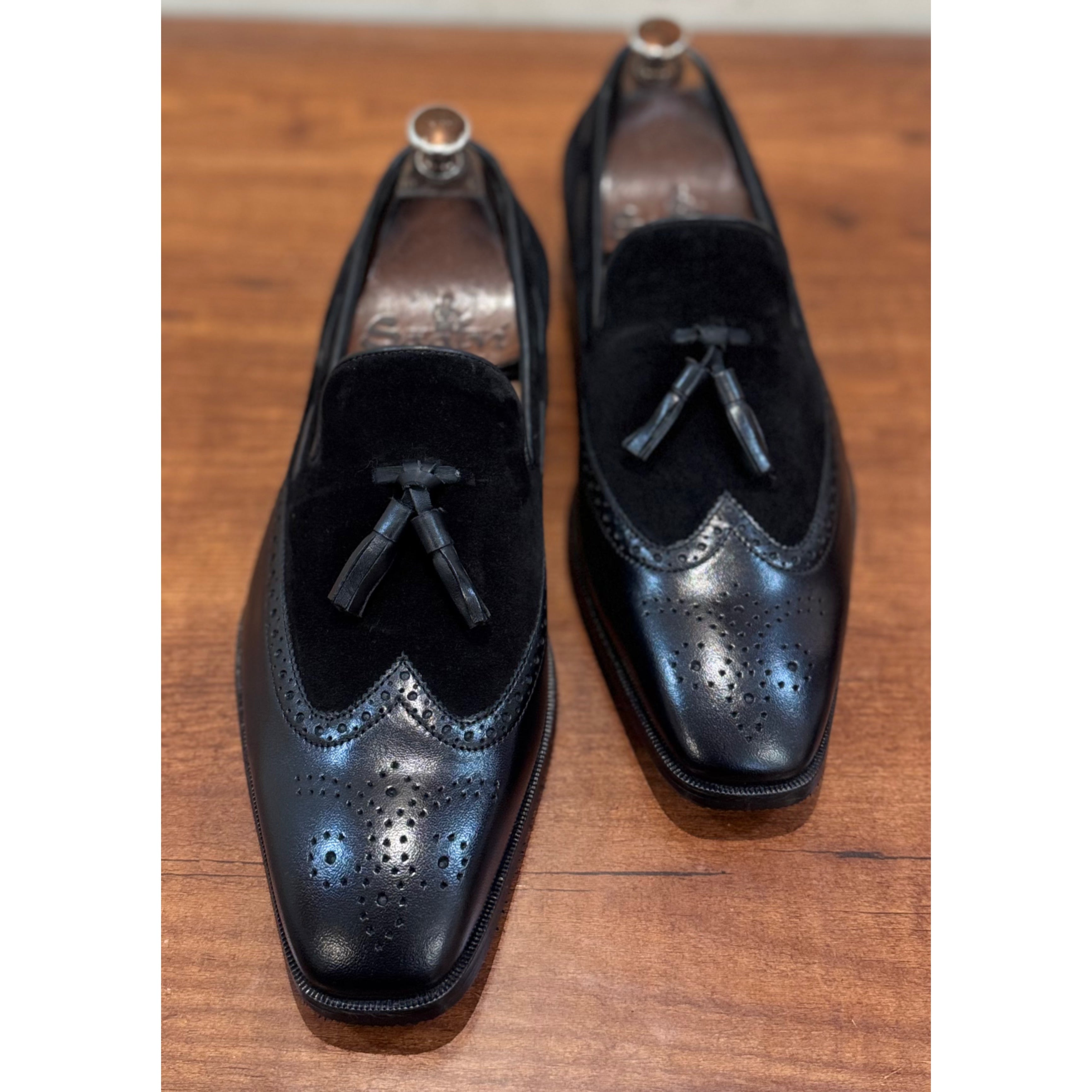 Brouge Combination Loafers - Black