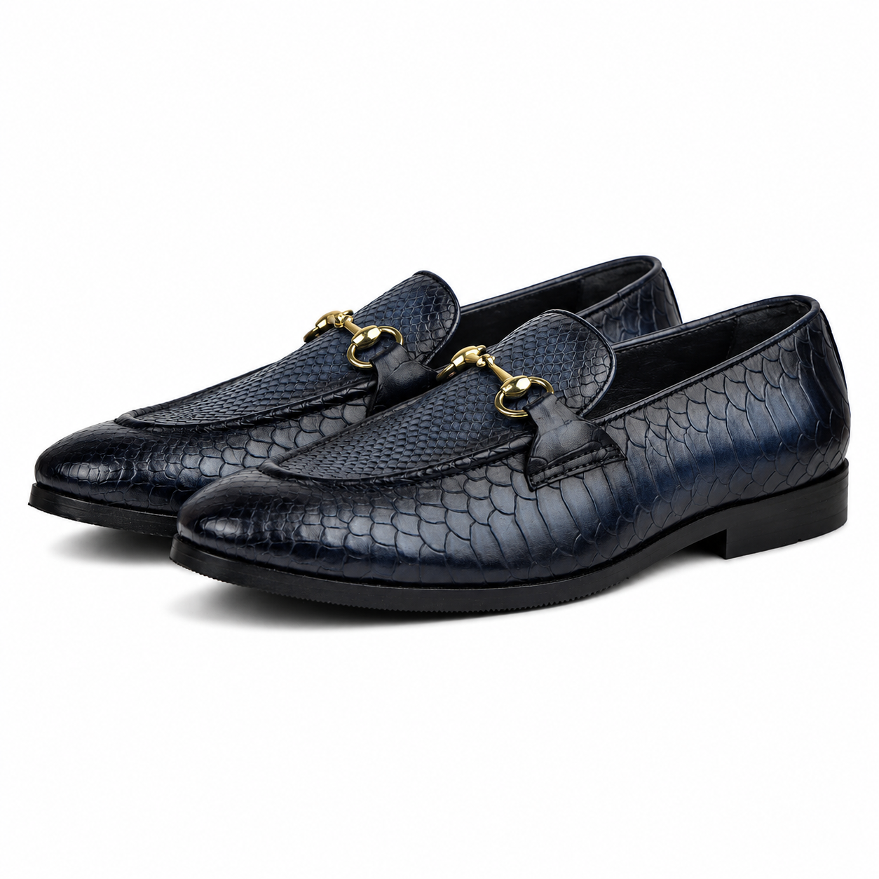 The Azure Imperium Python Horsebit Loafers – Midnight Navy