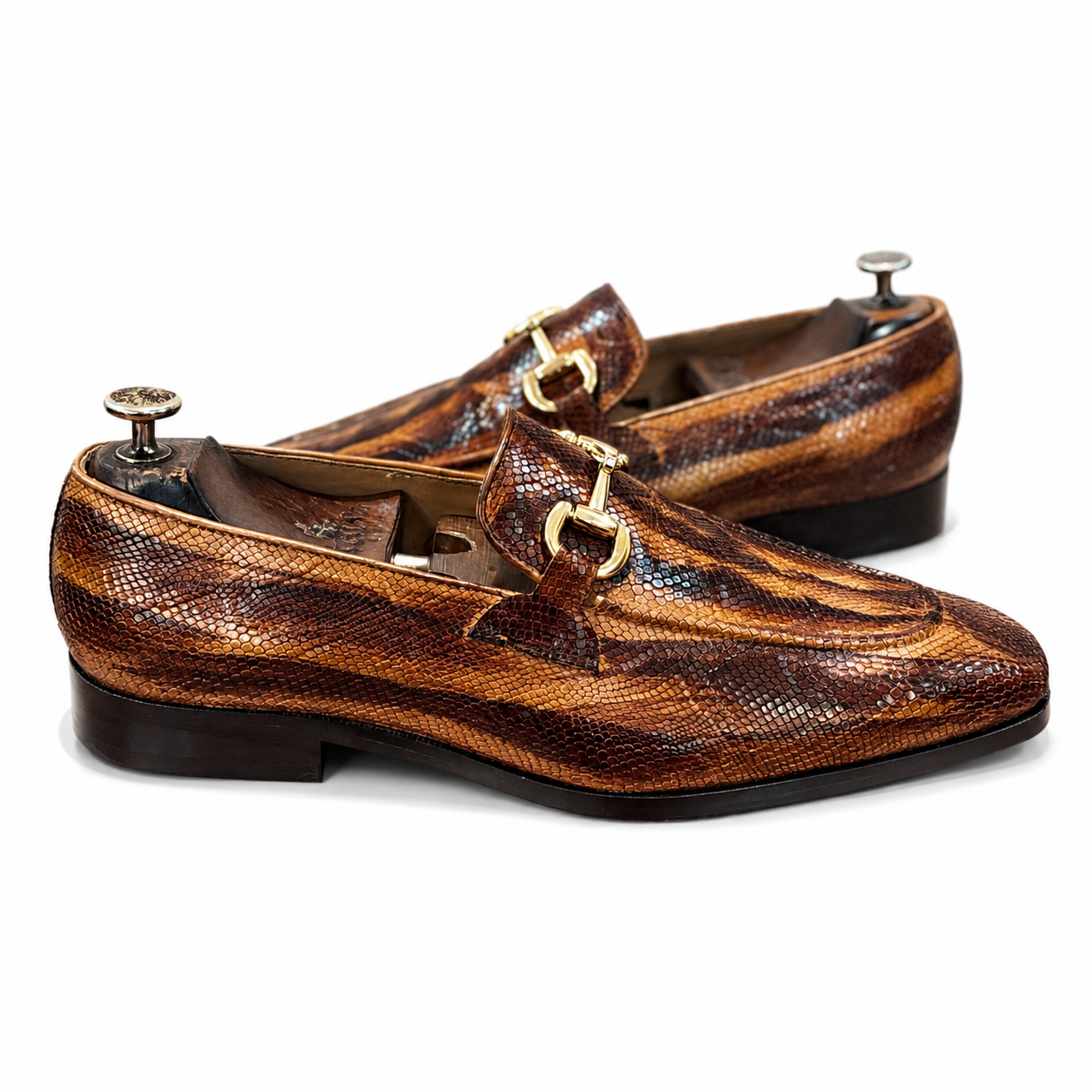 The Savannah Gold – Cognac Python Horsebit Loafers