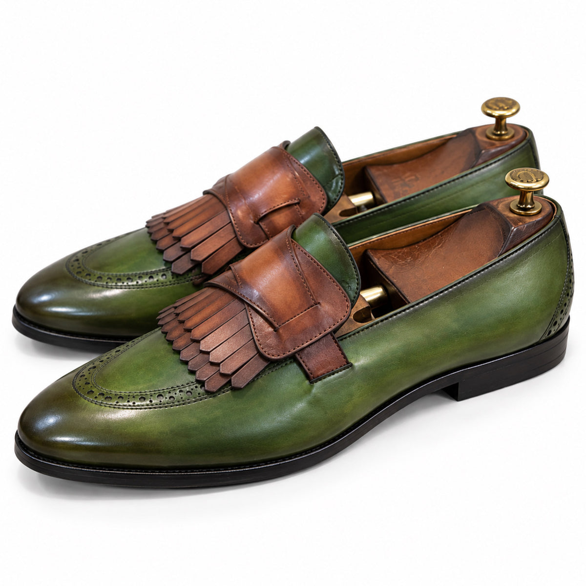 Verde Cognac Kiltie Loafers