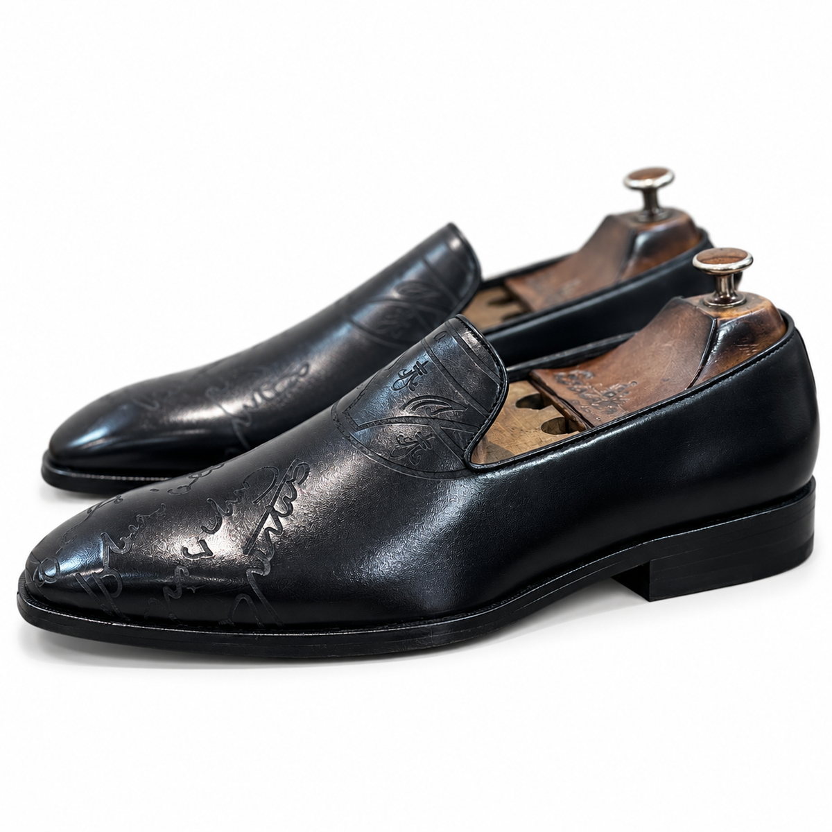 Saalvi Signature Black Embossed Loafers