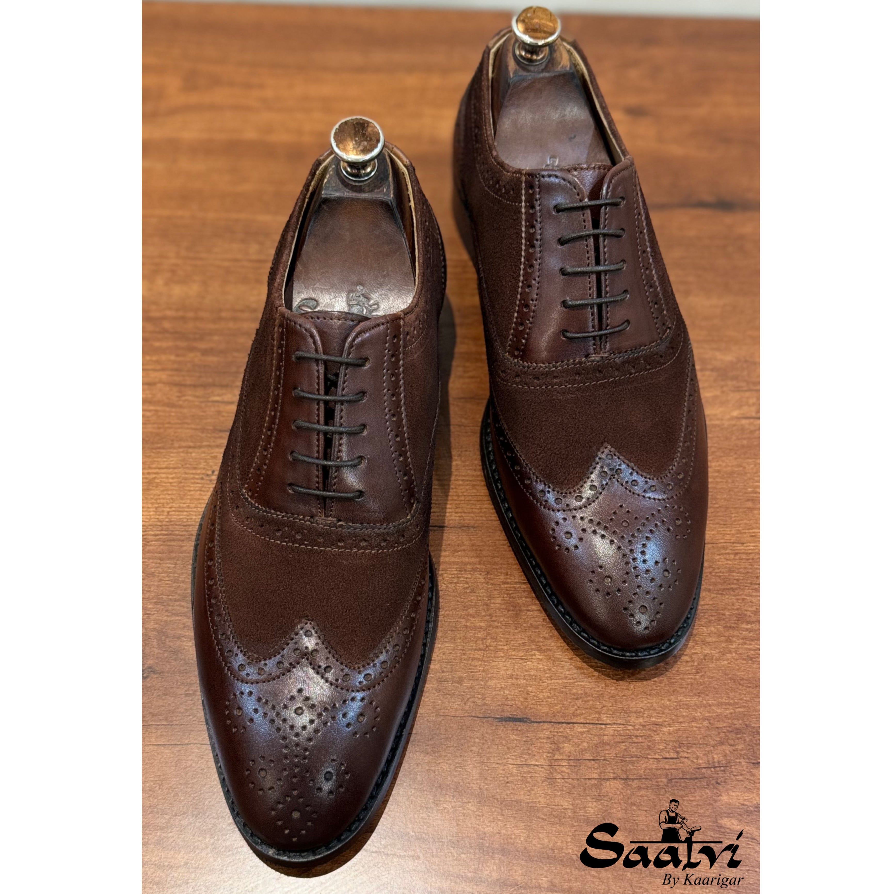 Brown Suede & Leather Brouge Oxfords