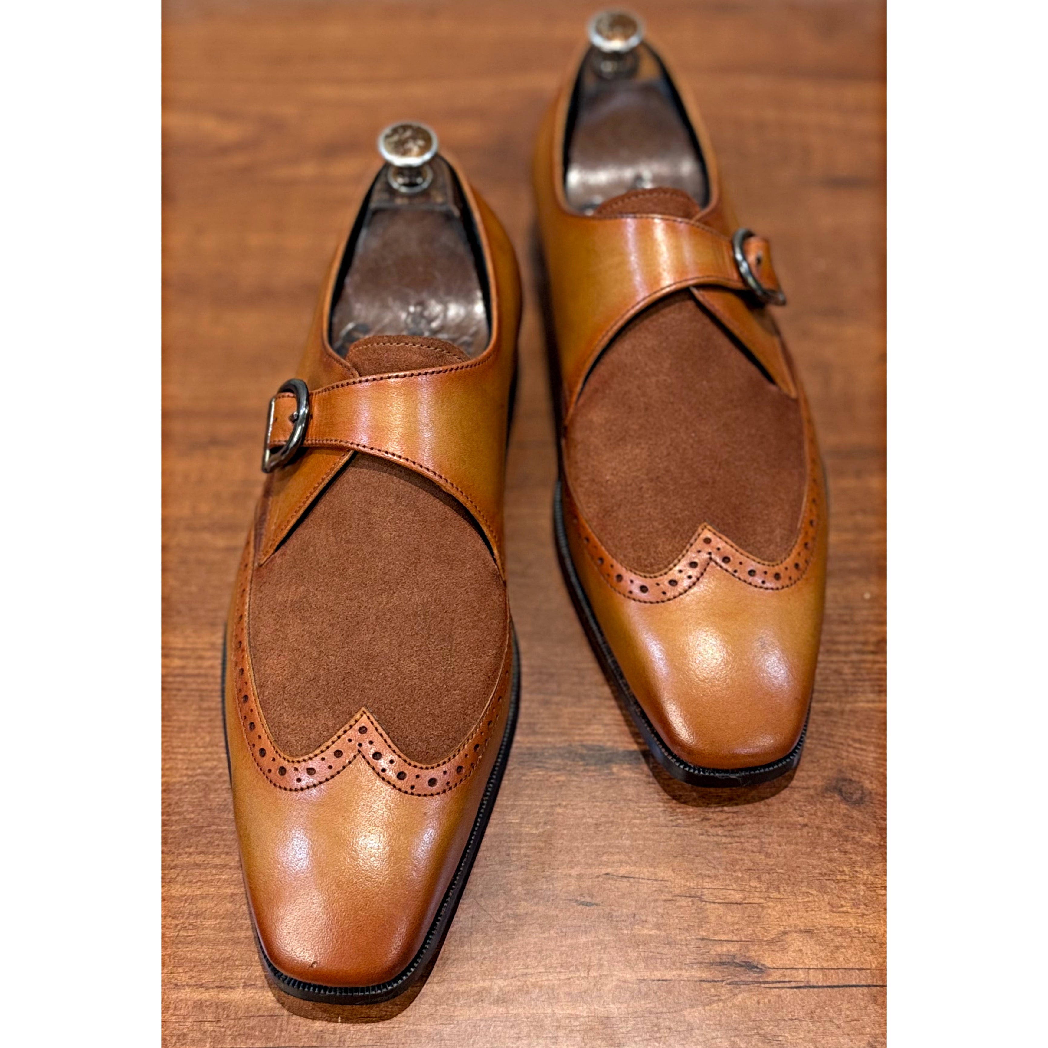 Tan Suede Leather Single Monk Strap