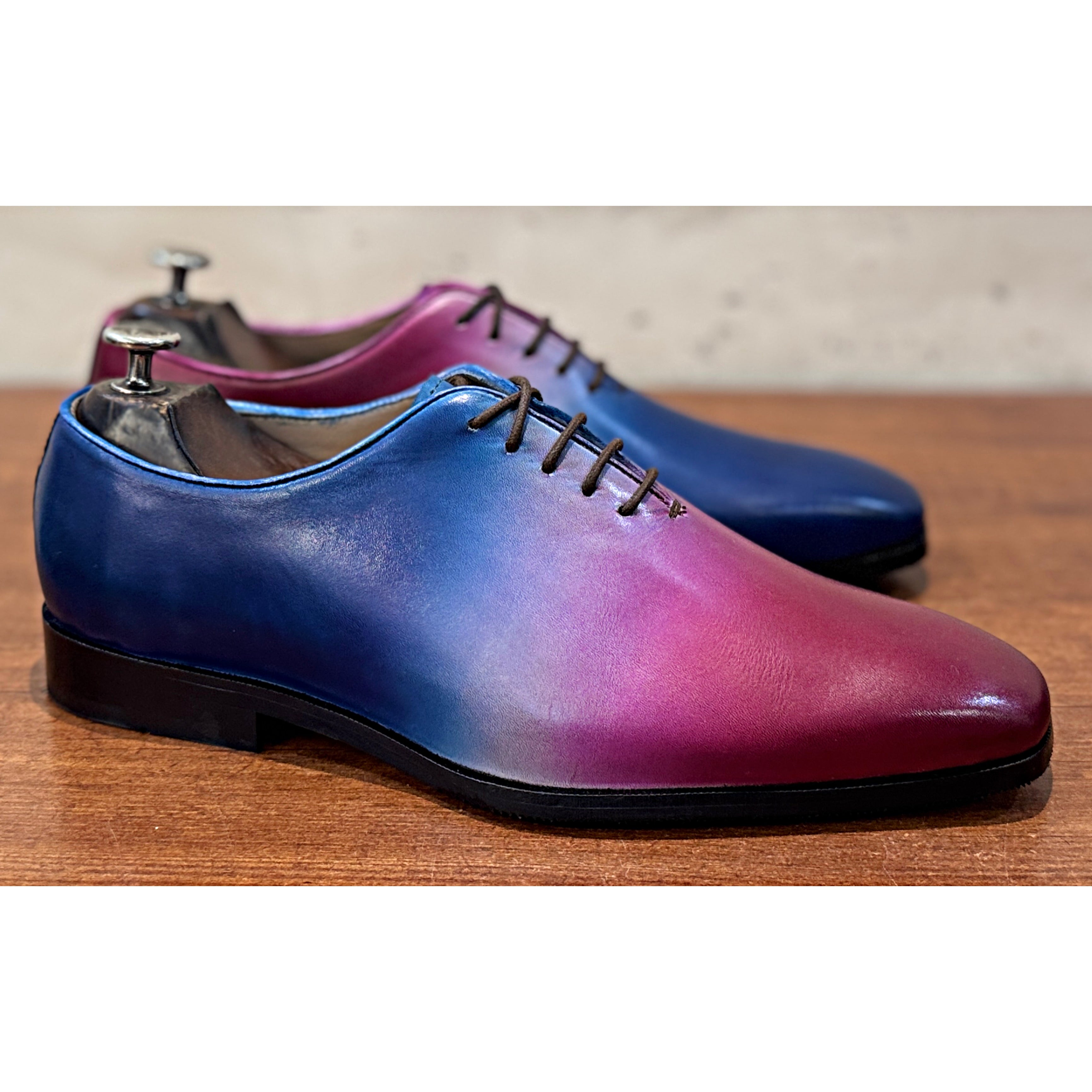 Aurora Gradient Oxford Shoes | Luxury Blue & Burgundy Leather Oxfords