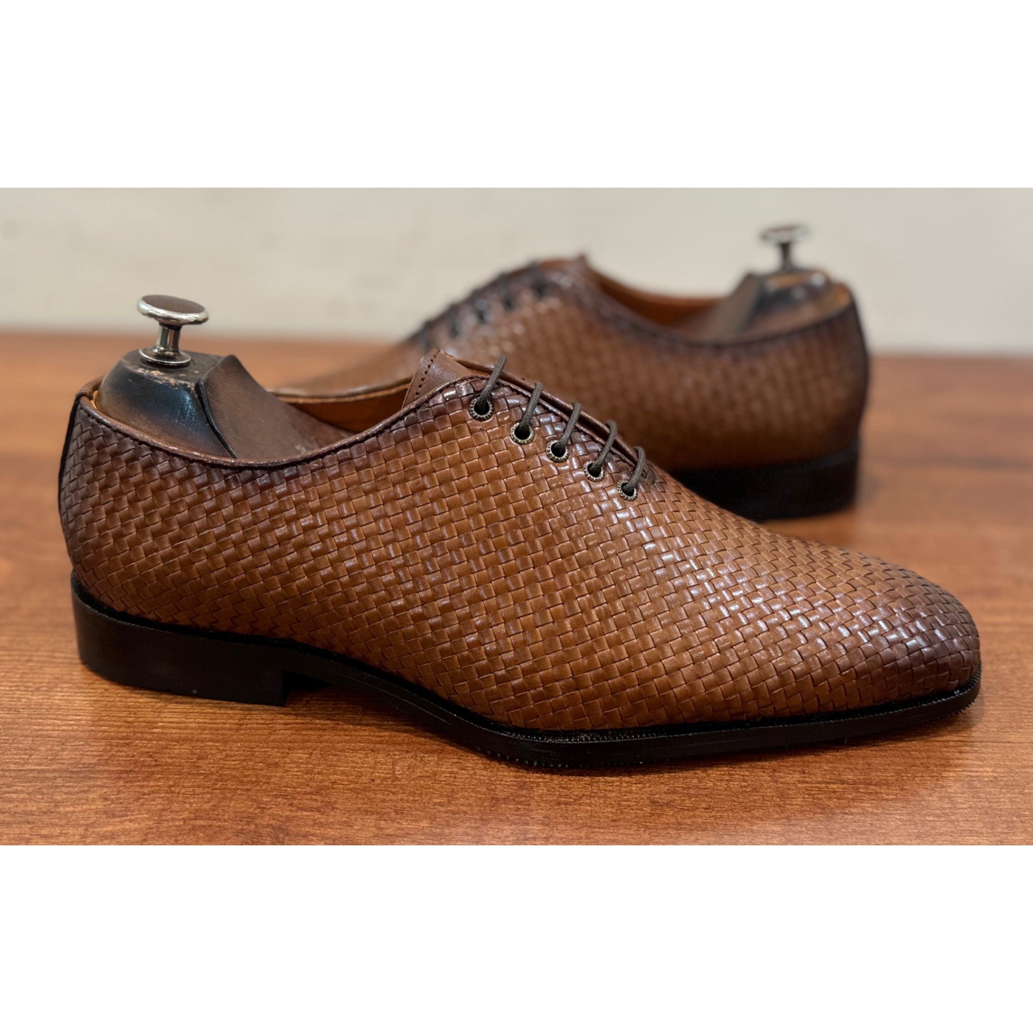 Tan Handwoven Wholecut Oxfords