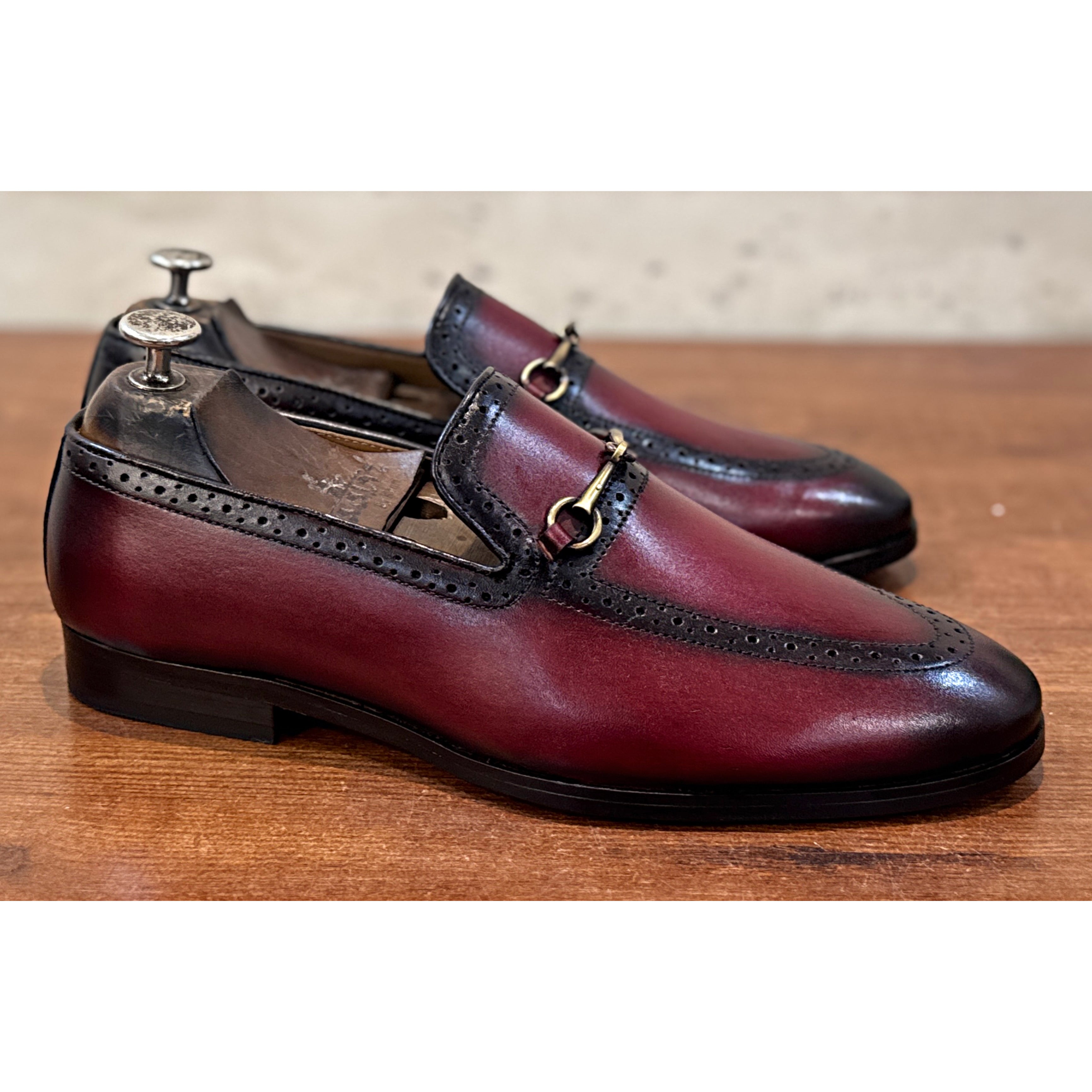 The Montclair Patina Horsebit Loafers – Burgundy
