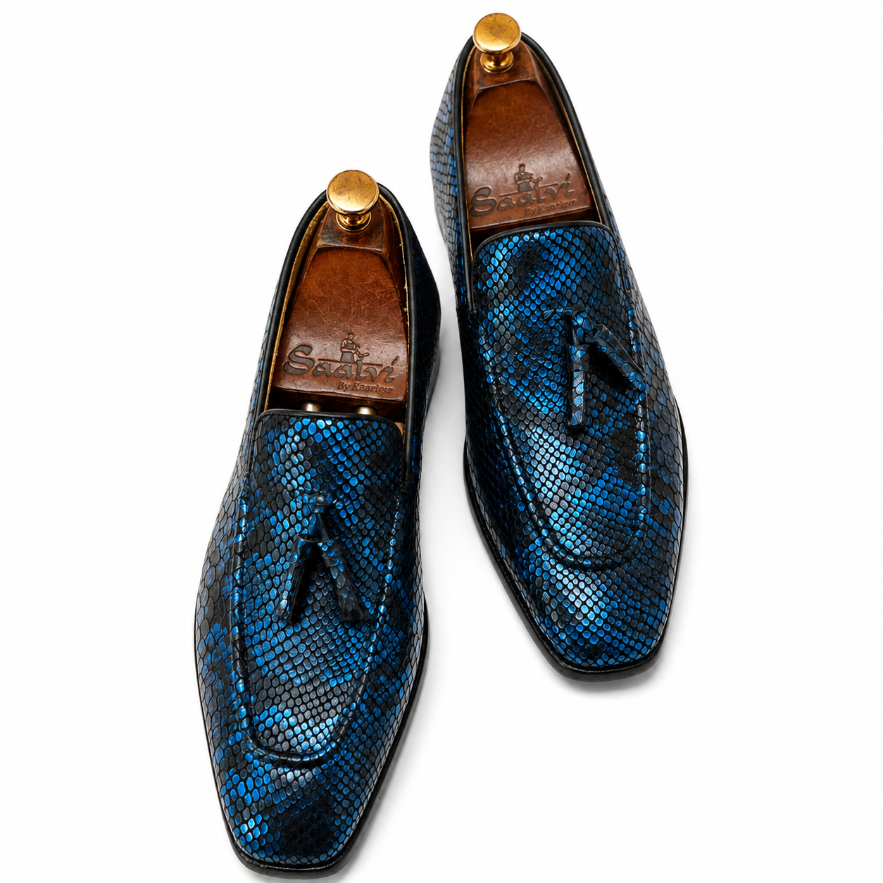 Snake Foil Loafers With Tassels Blue