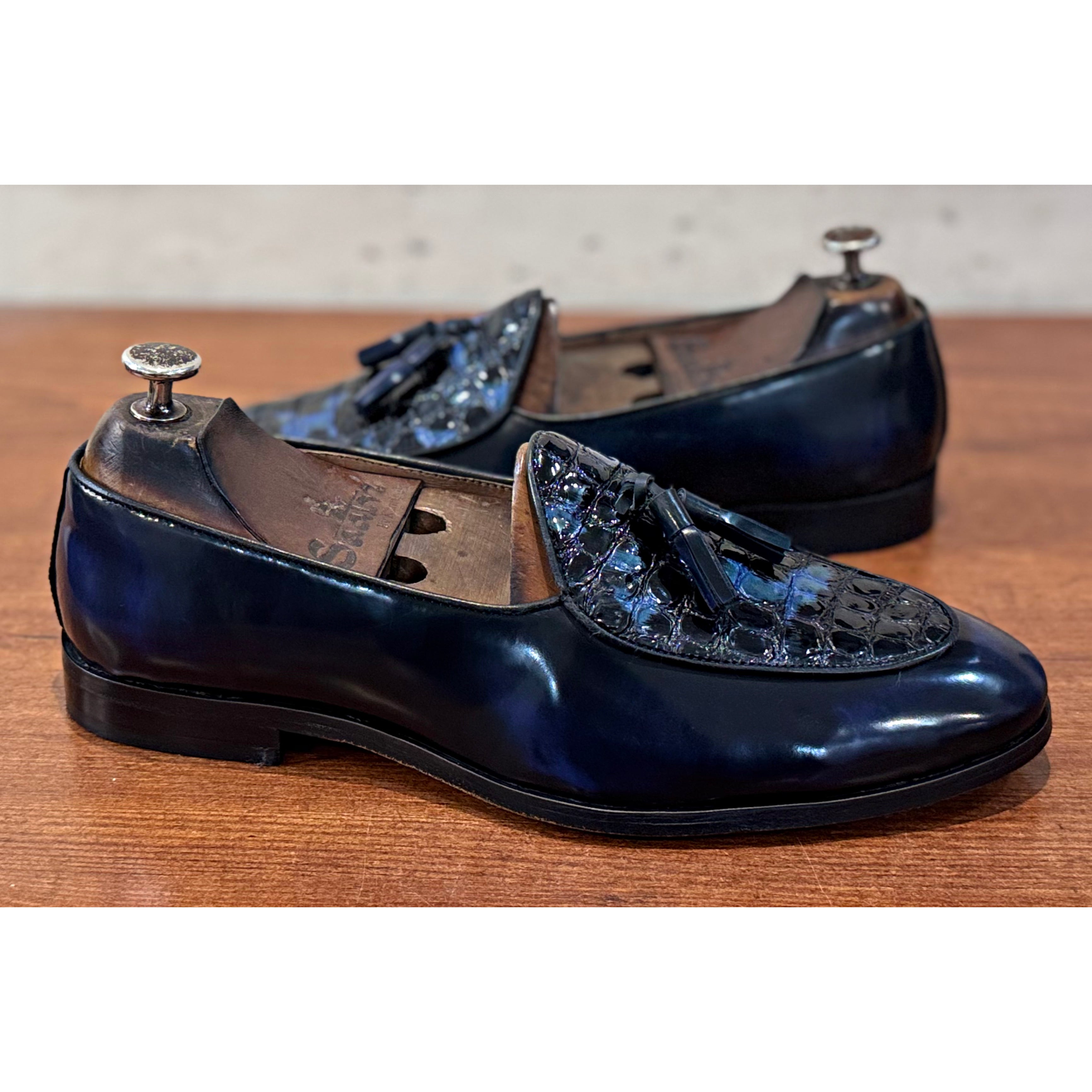 Belgian Loafers with Tassels | blue