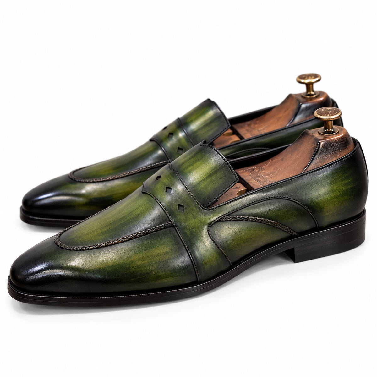 Saalvi Viridian Noir Patina Loafers