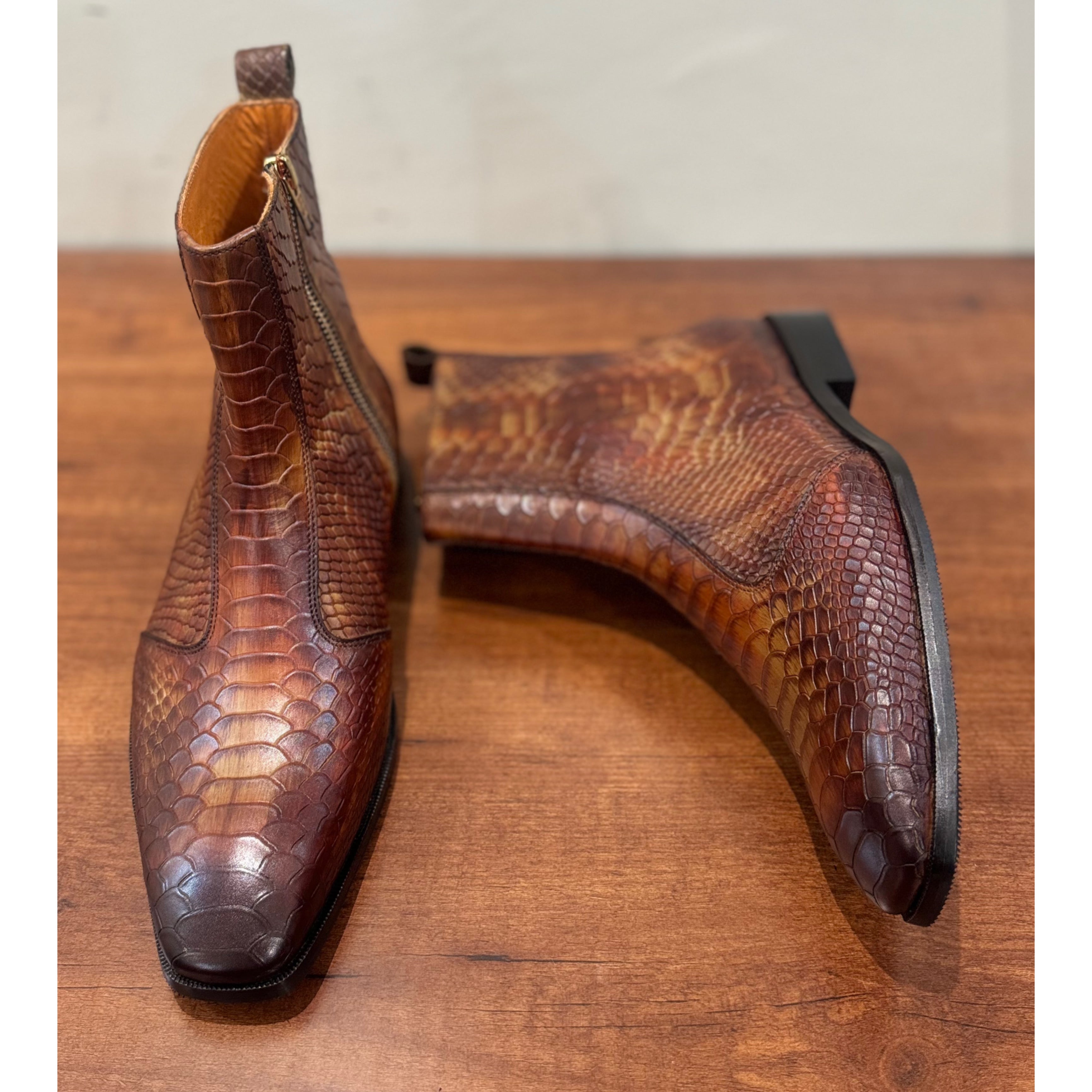 Hand Finished Python Embossed Boots