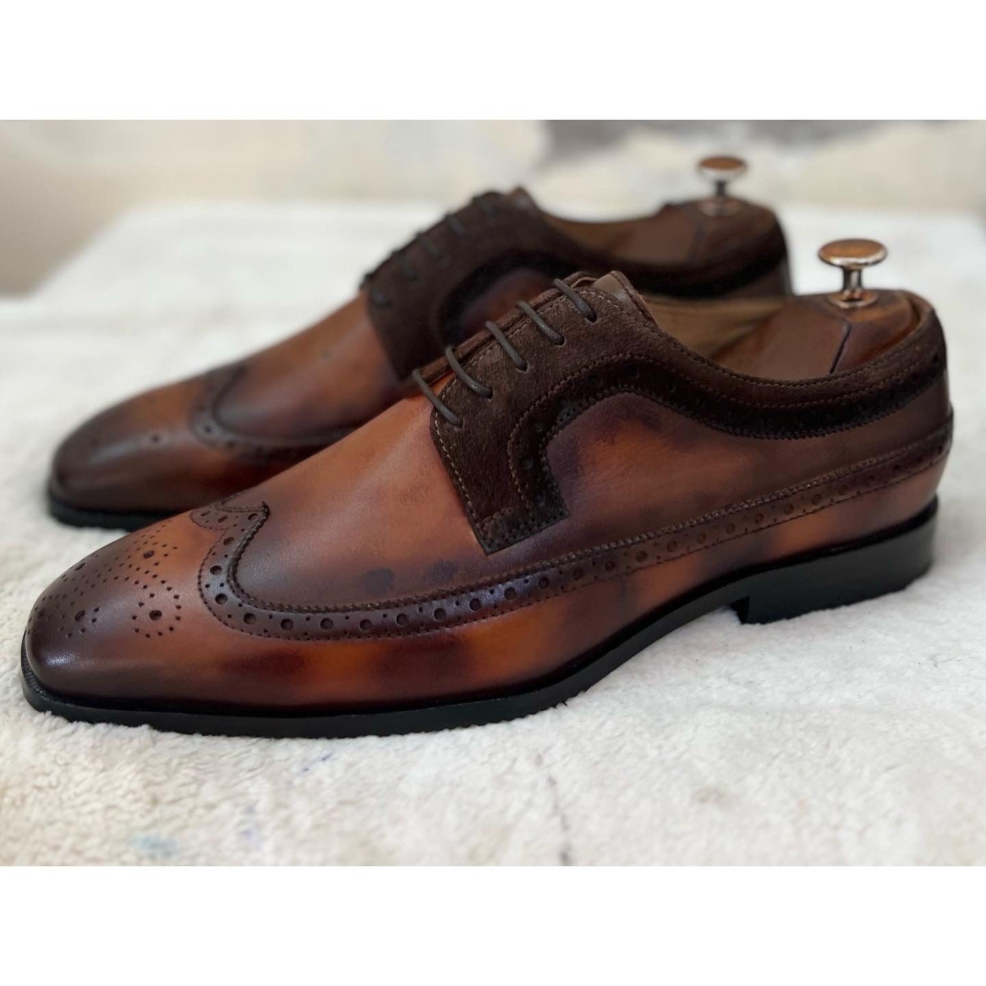 Wingtip Brogue Hand Patina Brown