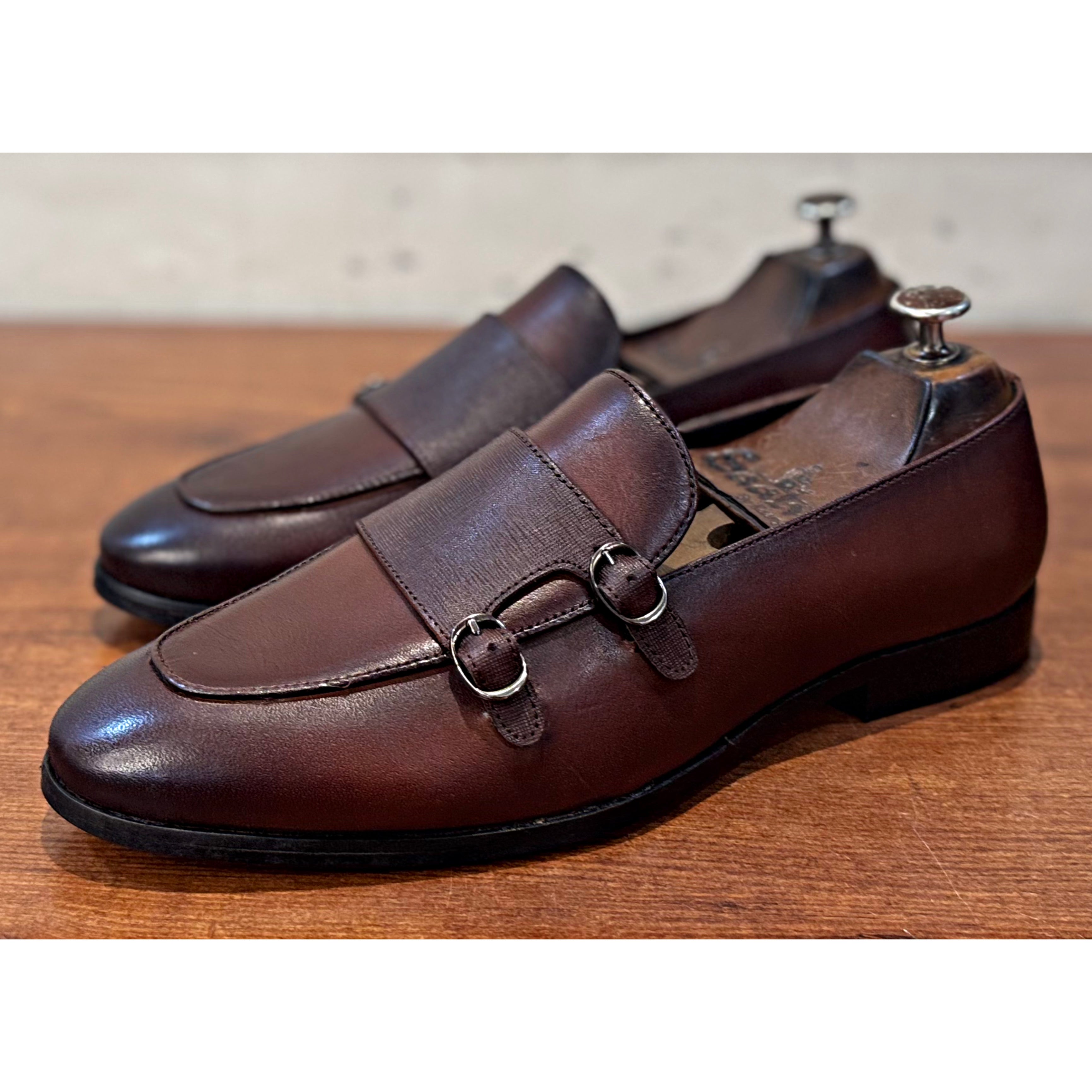 Brown Double Monk Strap Loafers