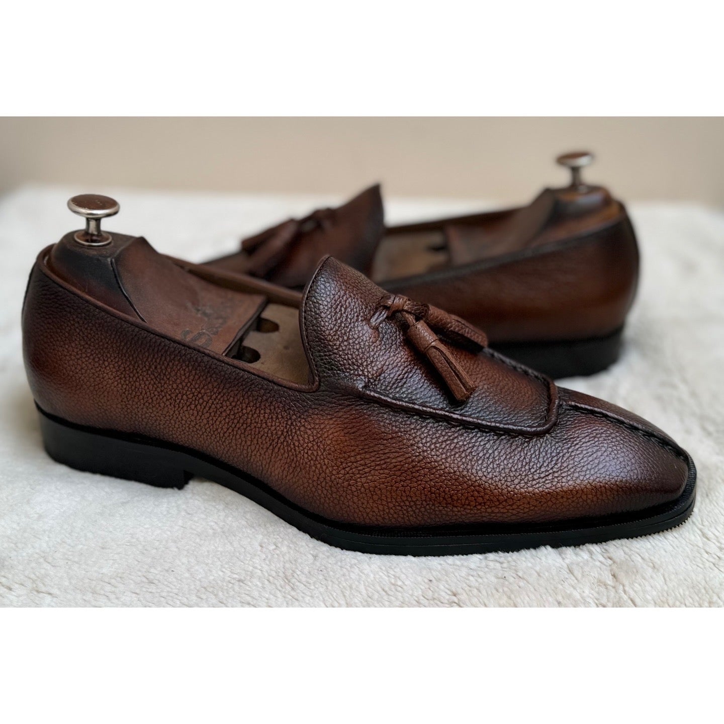 Tan Soft Mild Loafers With Tassels