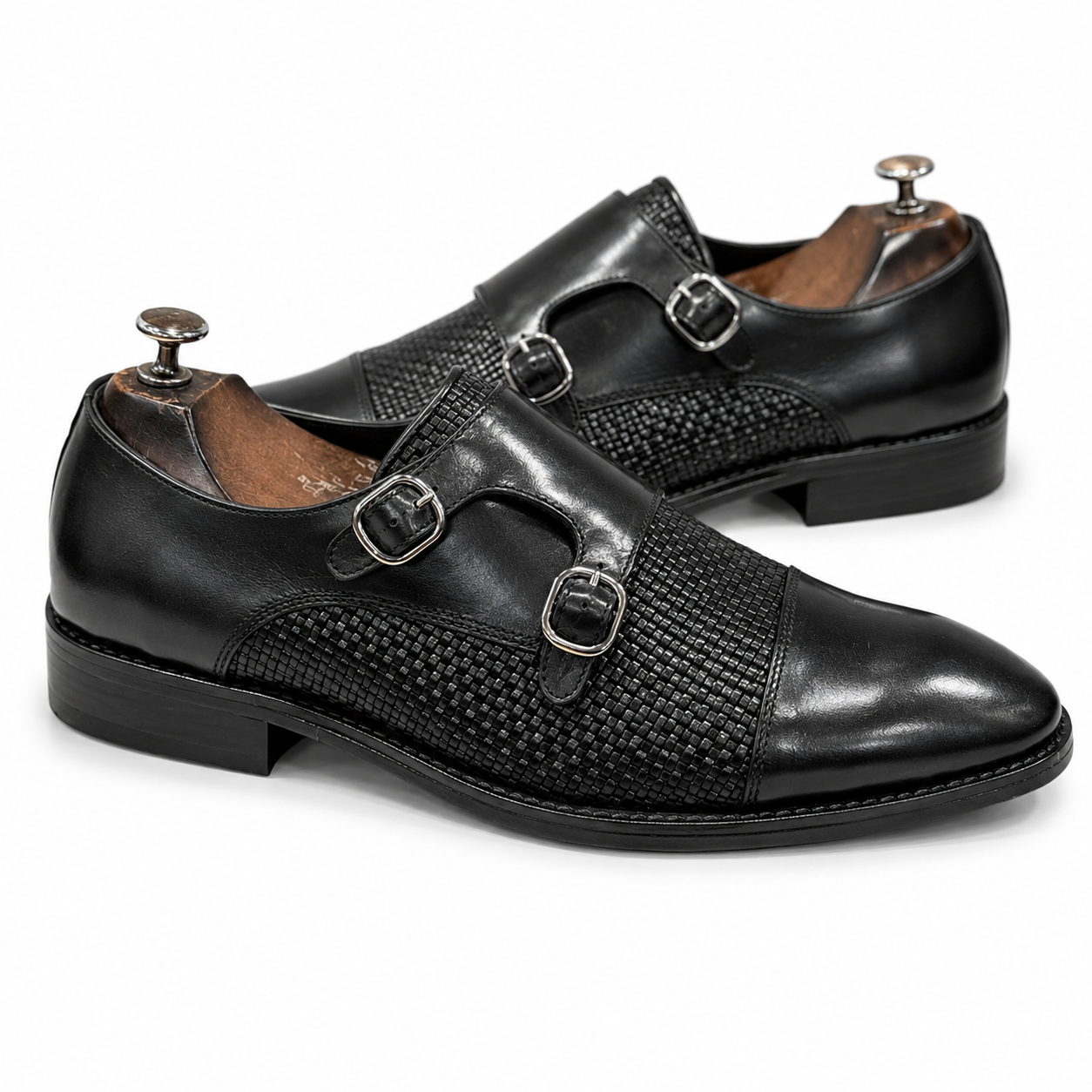 Black Double Monk Strap