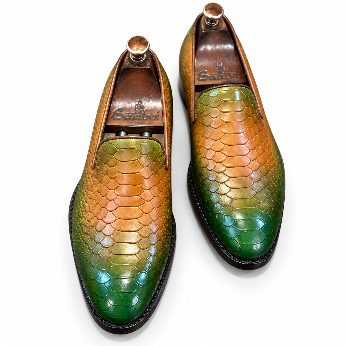 Verde Ombre Serpente Loafers