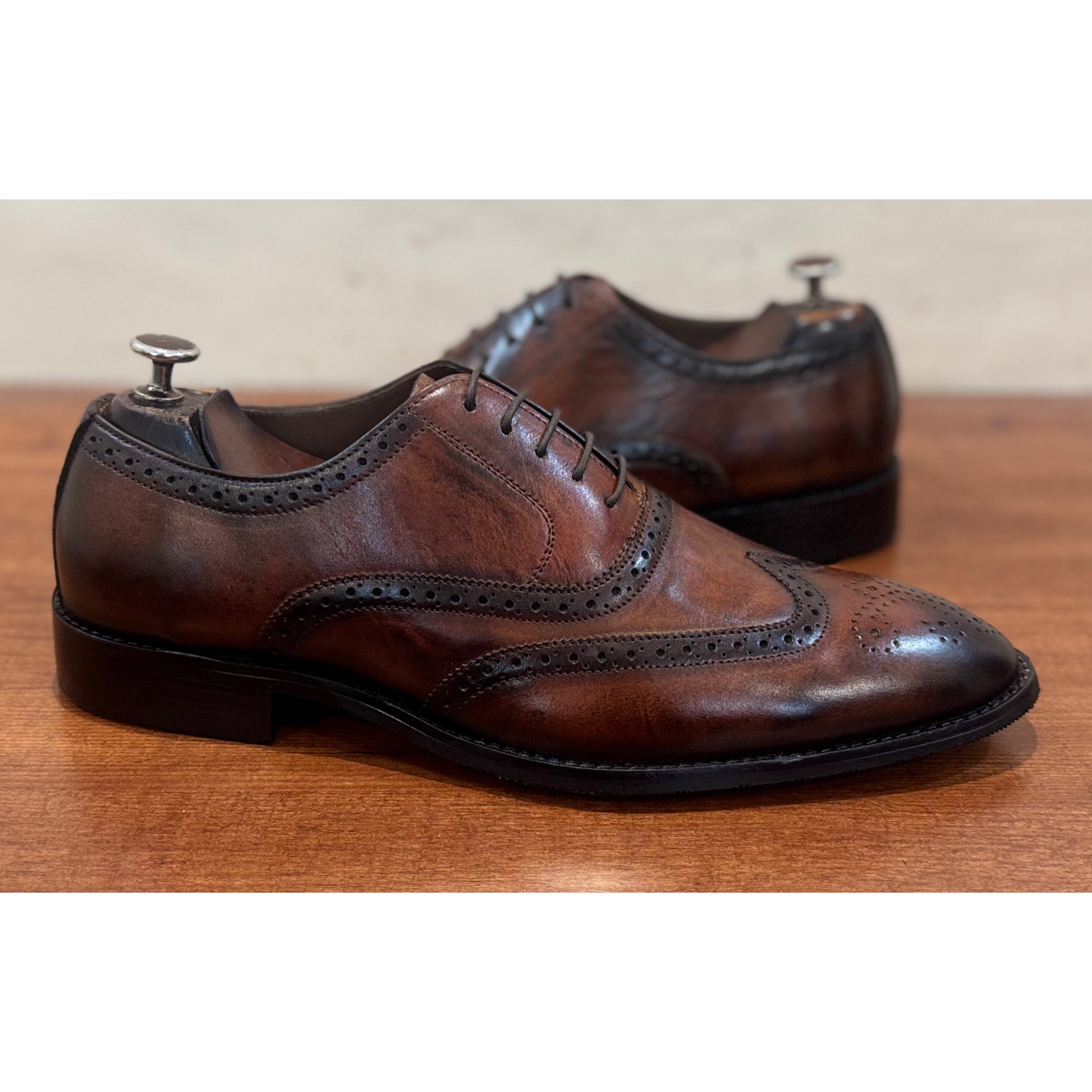 Brown Patina Mirror Glossed Oxfords