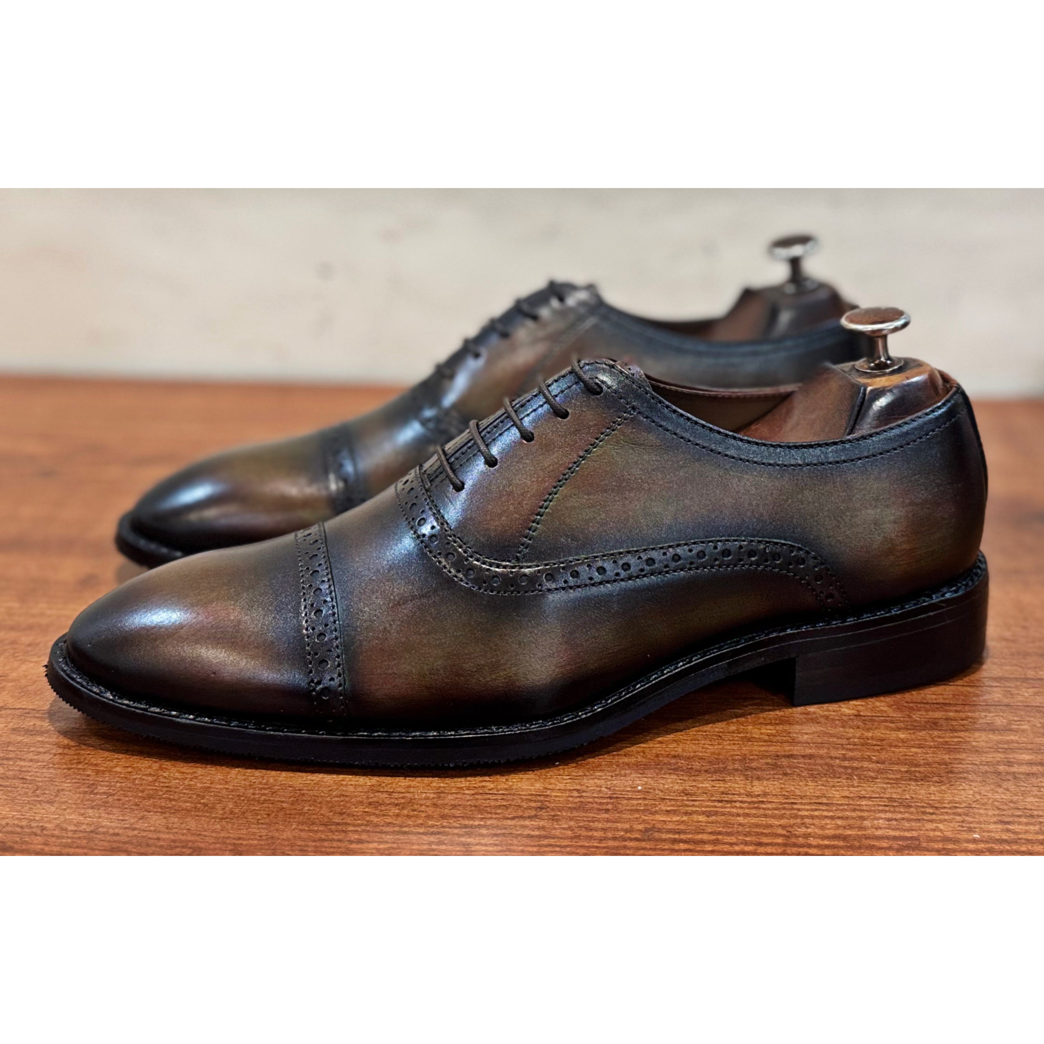 Brown Burnished Hand Patina Oxfords