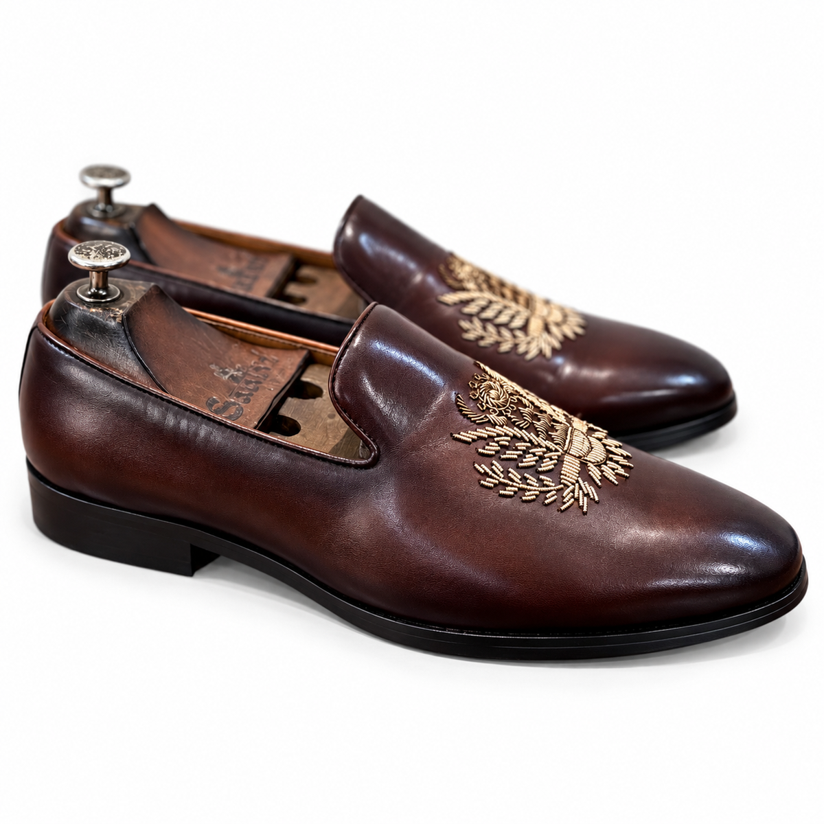 Imperial Eagle Zardosi Slip-On – Dual Tone Brown