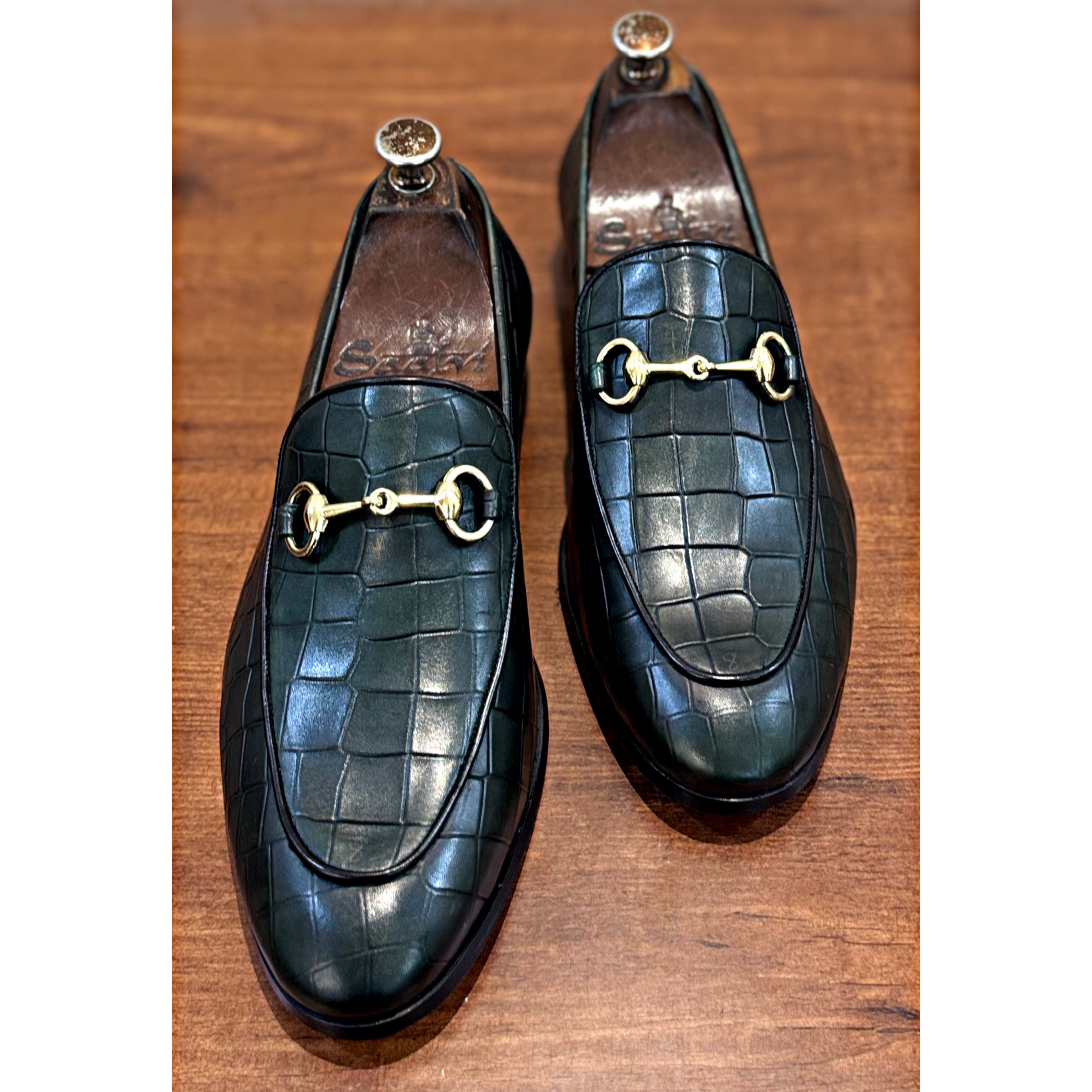 Horsebit Loafers - Croco Green