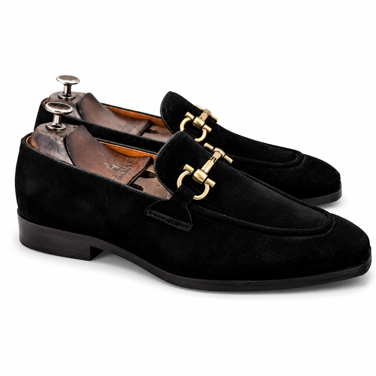 Noir Sovereign Horsebit Suede Loafers