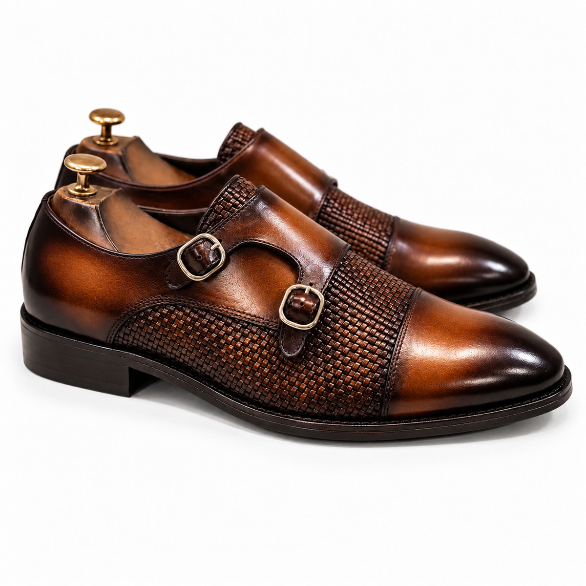 Cognac Imperiale — Cognac Brown Hand-Patina Double Monks