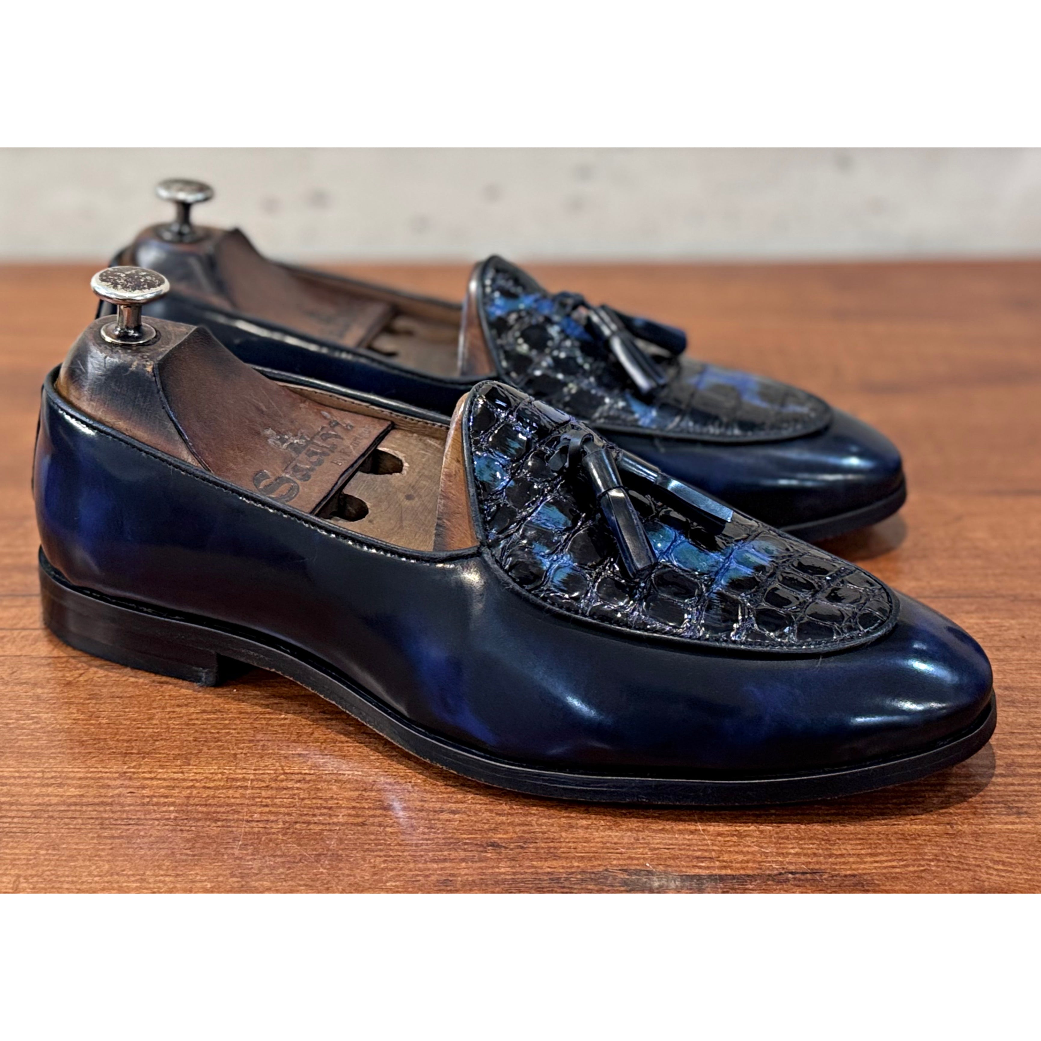 Belgian Loafers with Tassels | blue