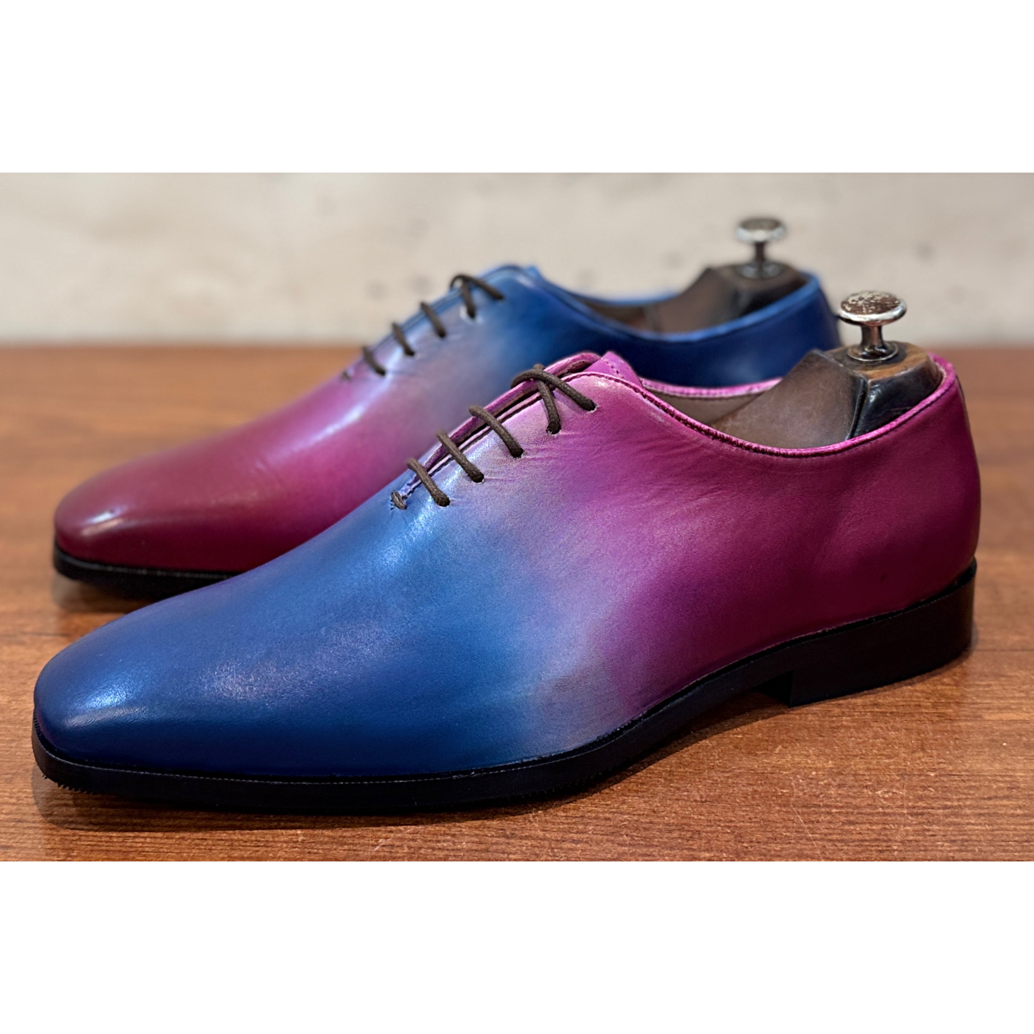 Aurora Gradient Oxford Shoes | Luxury Blue & Burgundy Leather Oxfords