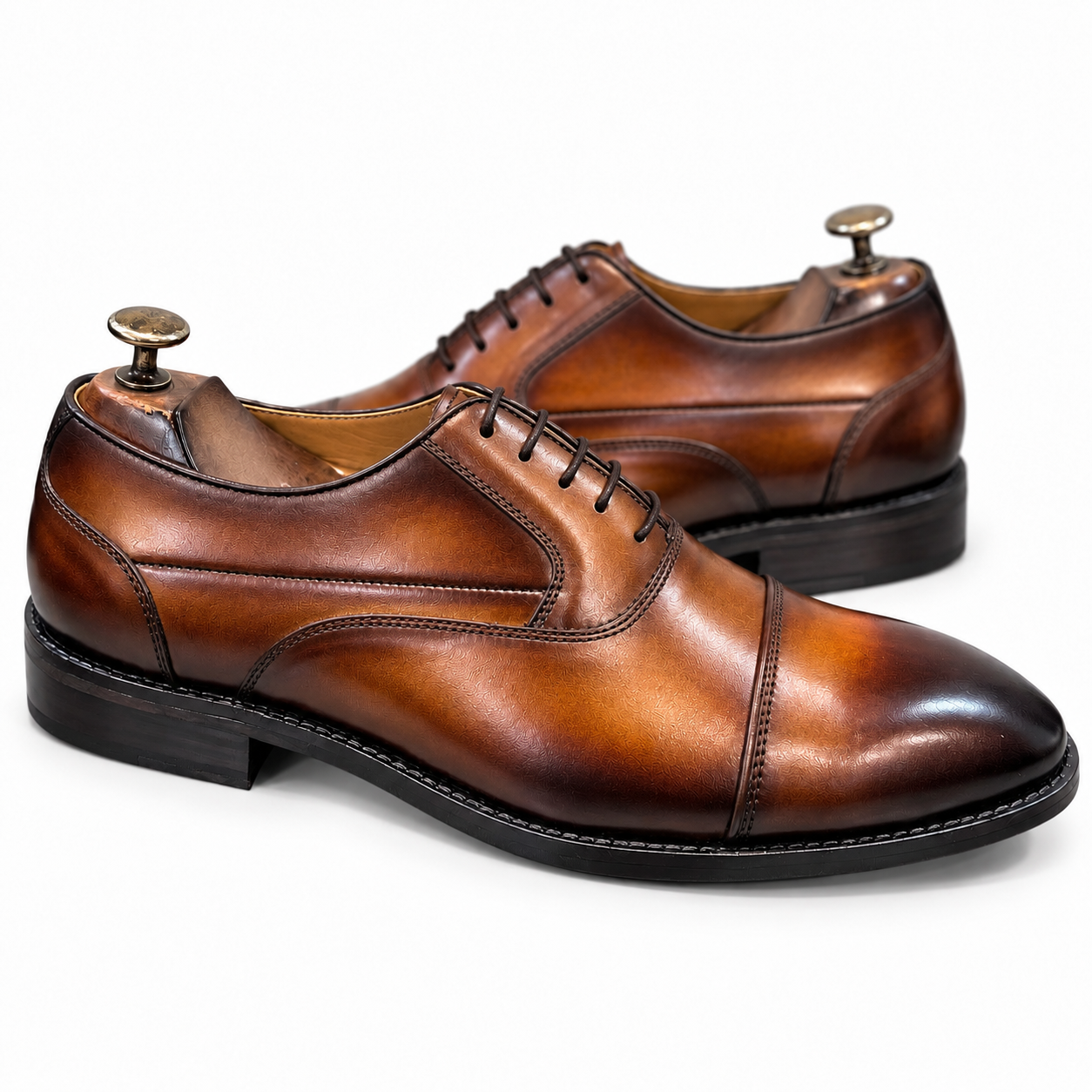 Cognac Brown Cap-Toe Oxford