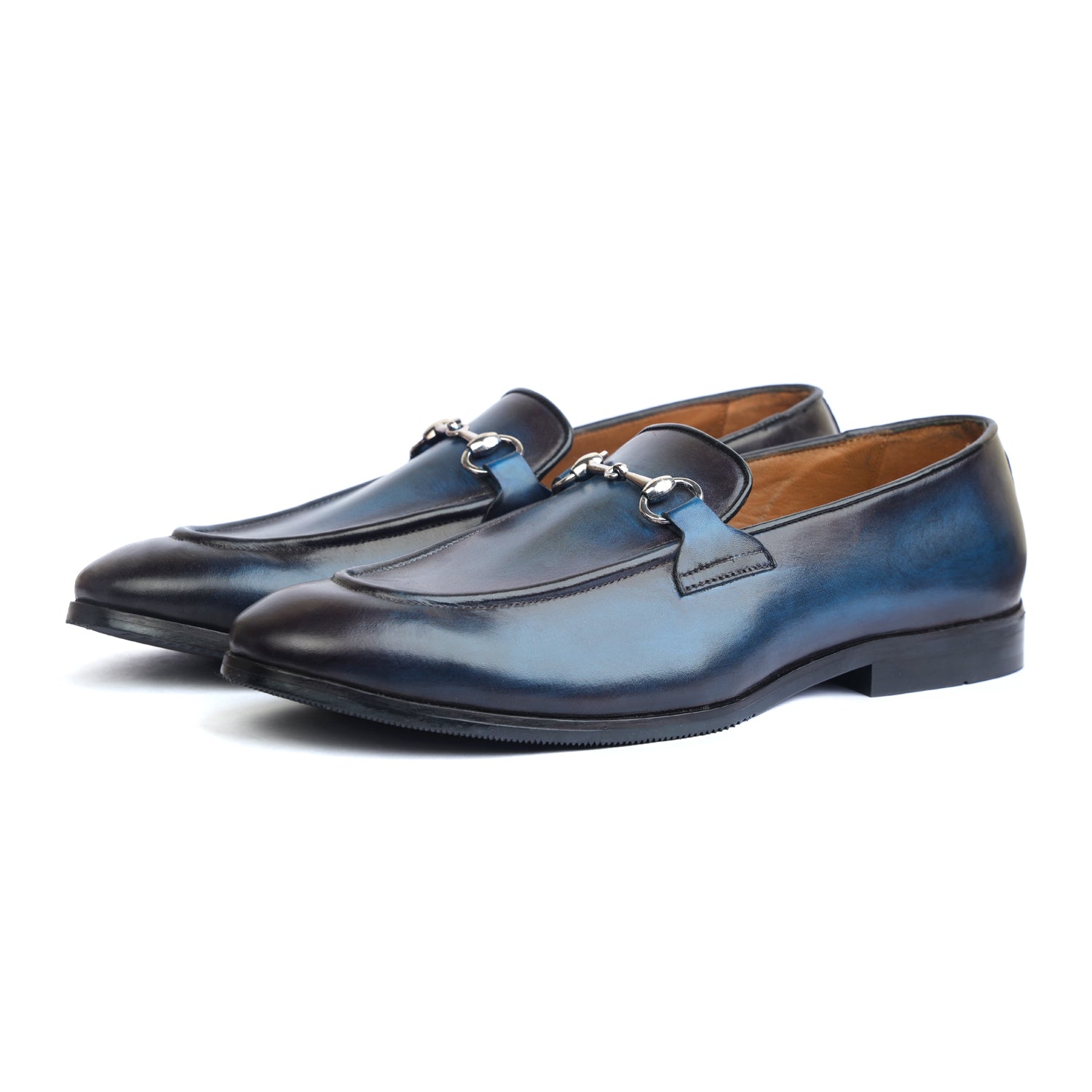 Horsebit Loafers Blue Hand Patina