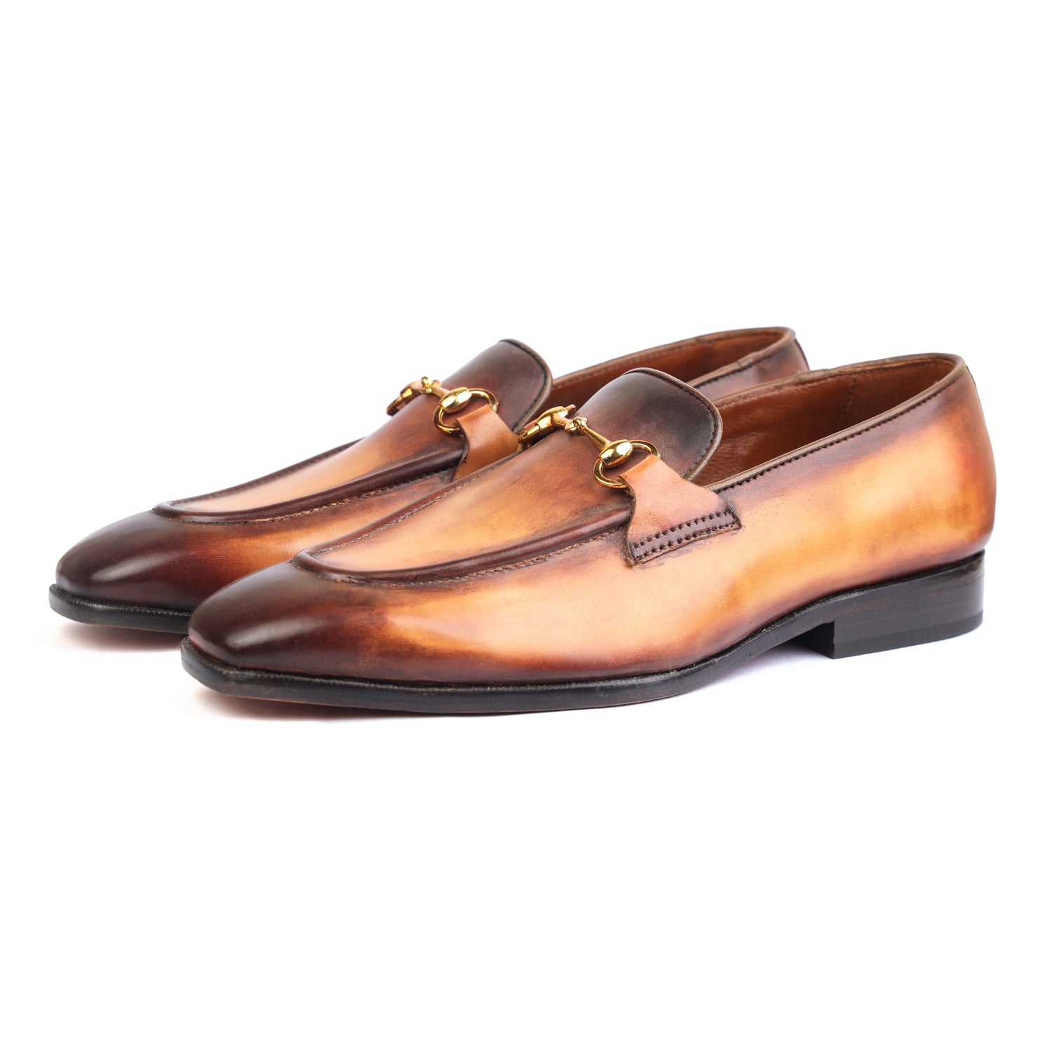 Saalvi Bespoke Custom Men's Tan Patina Loafers