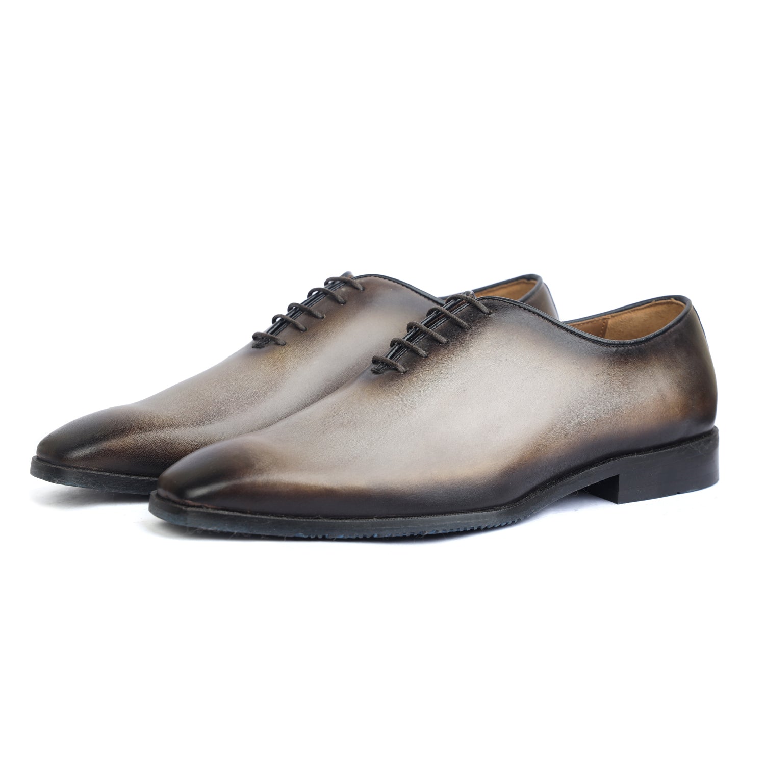 Grey Patina Leather Oxfords