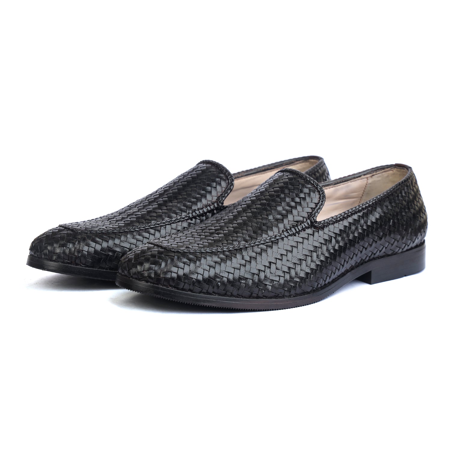 Black Handwoven Loafers