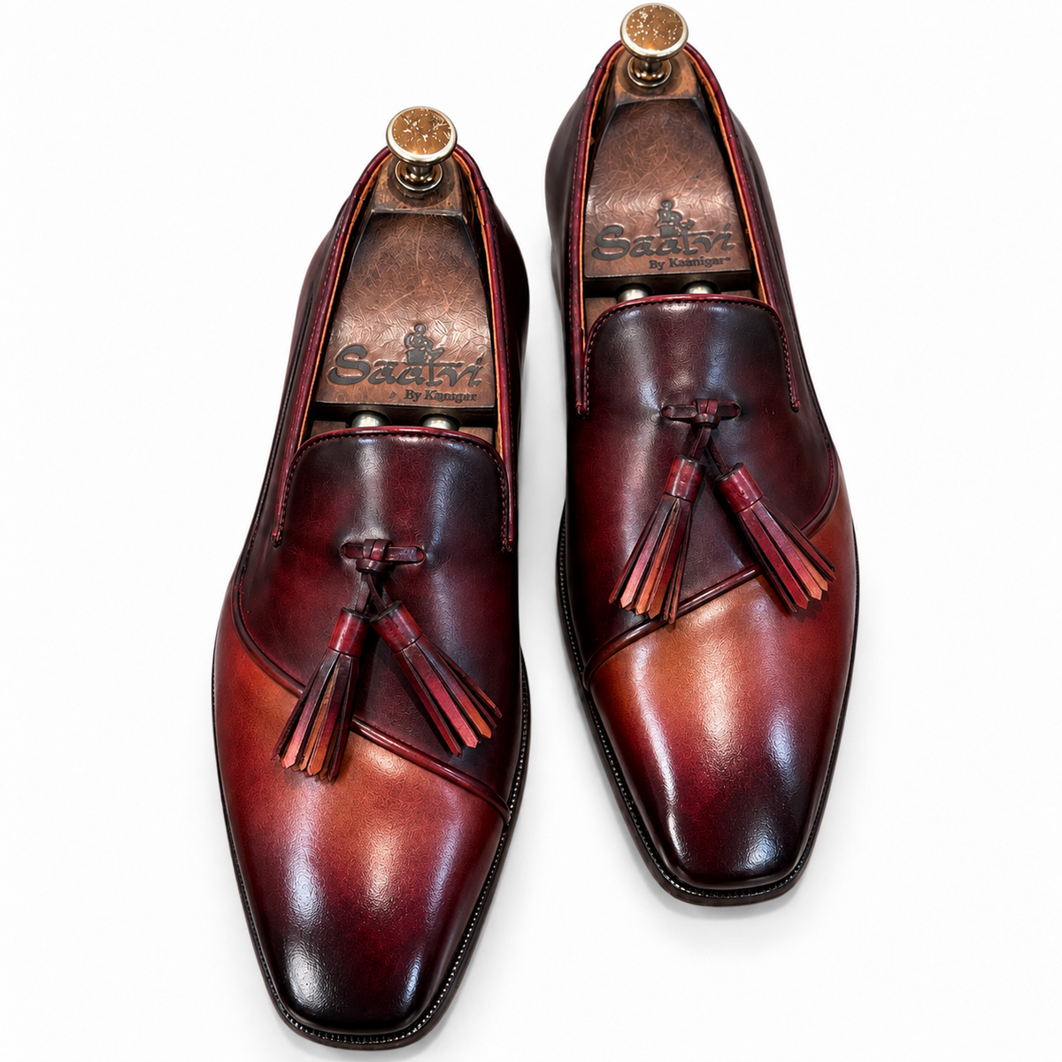 Bordeaux Noir Embossed Tassel Loafers