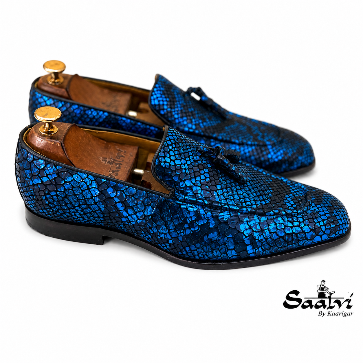 Snake Foil Loafers With Tassels Blue