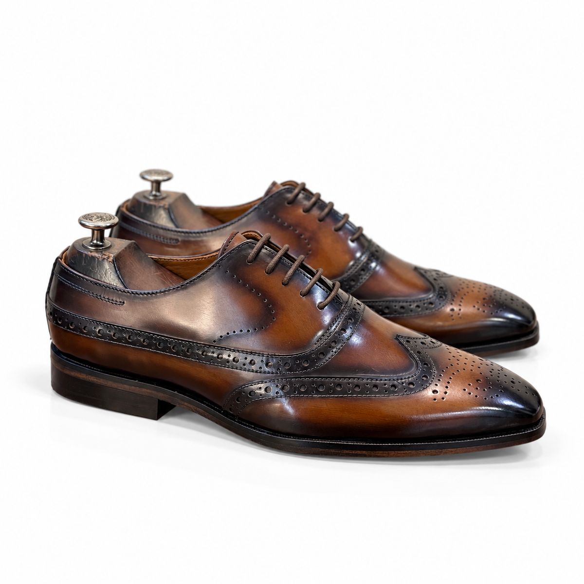 Saalvi Cognac Sovereign Hand-Patina Brogues