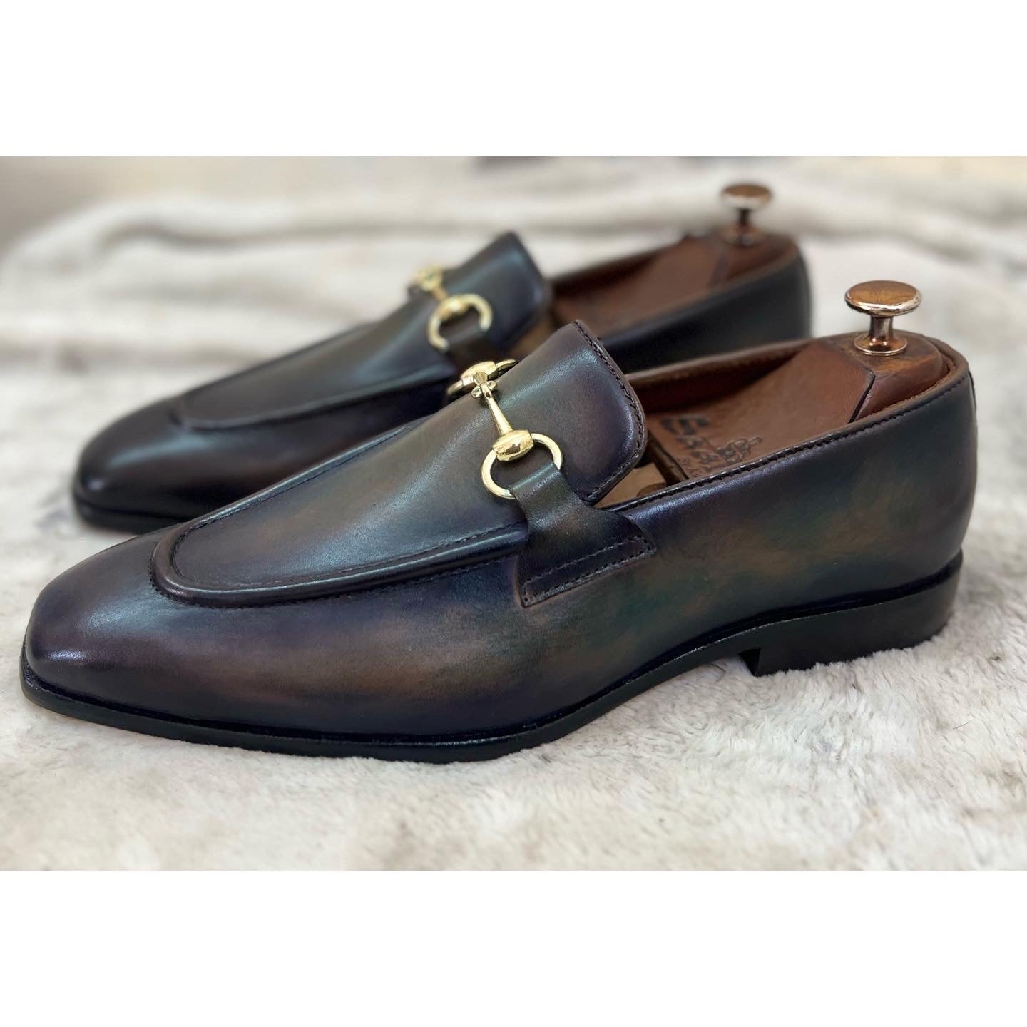 Horsebit Loafers T Hand Patina Olive