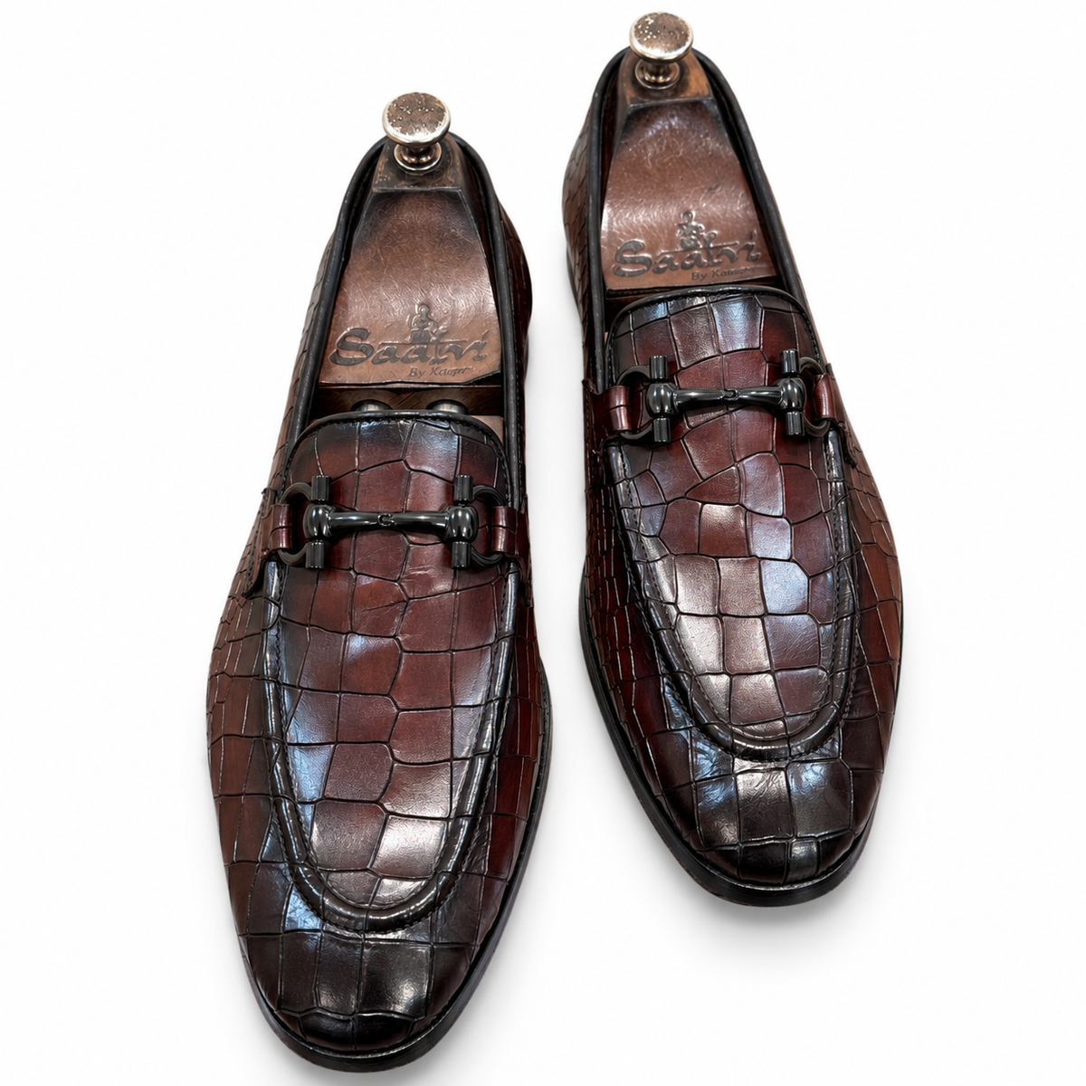 Dark Chocolate Croc Horsebit Loafers