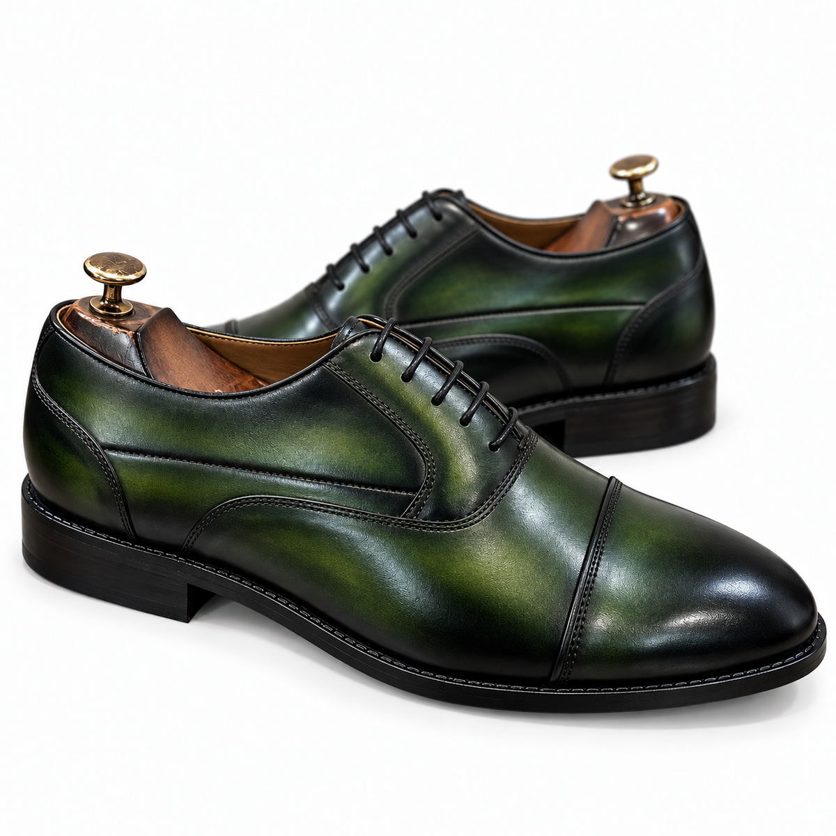 Emerald Noir Green Black Cap-Toe Oxford
