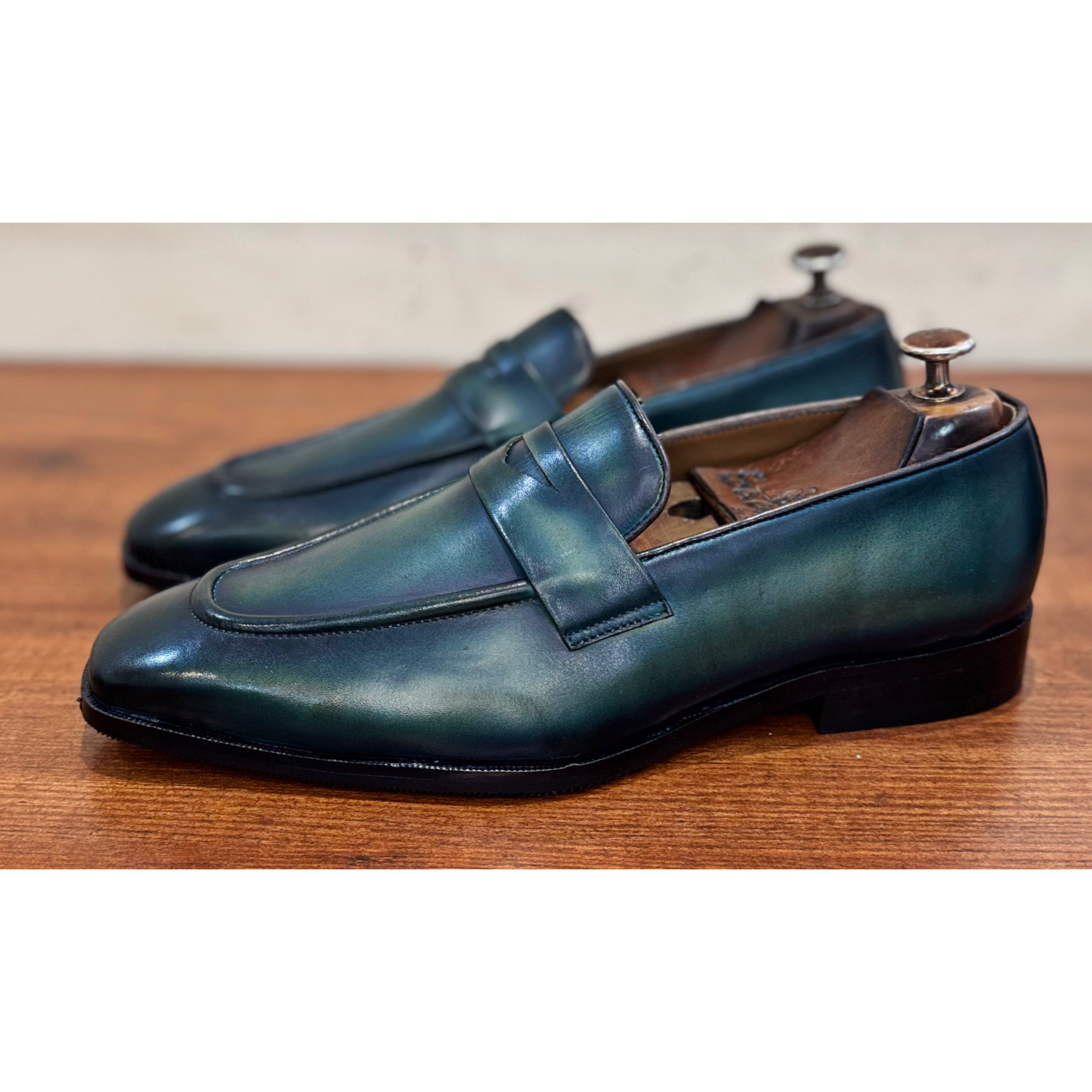 Penny Loafers Aqua Hand Patina