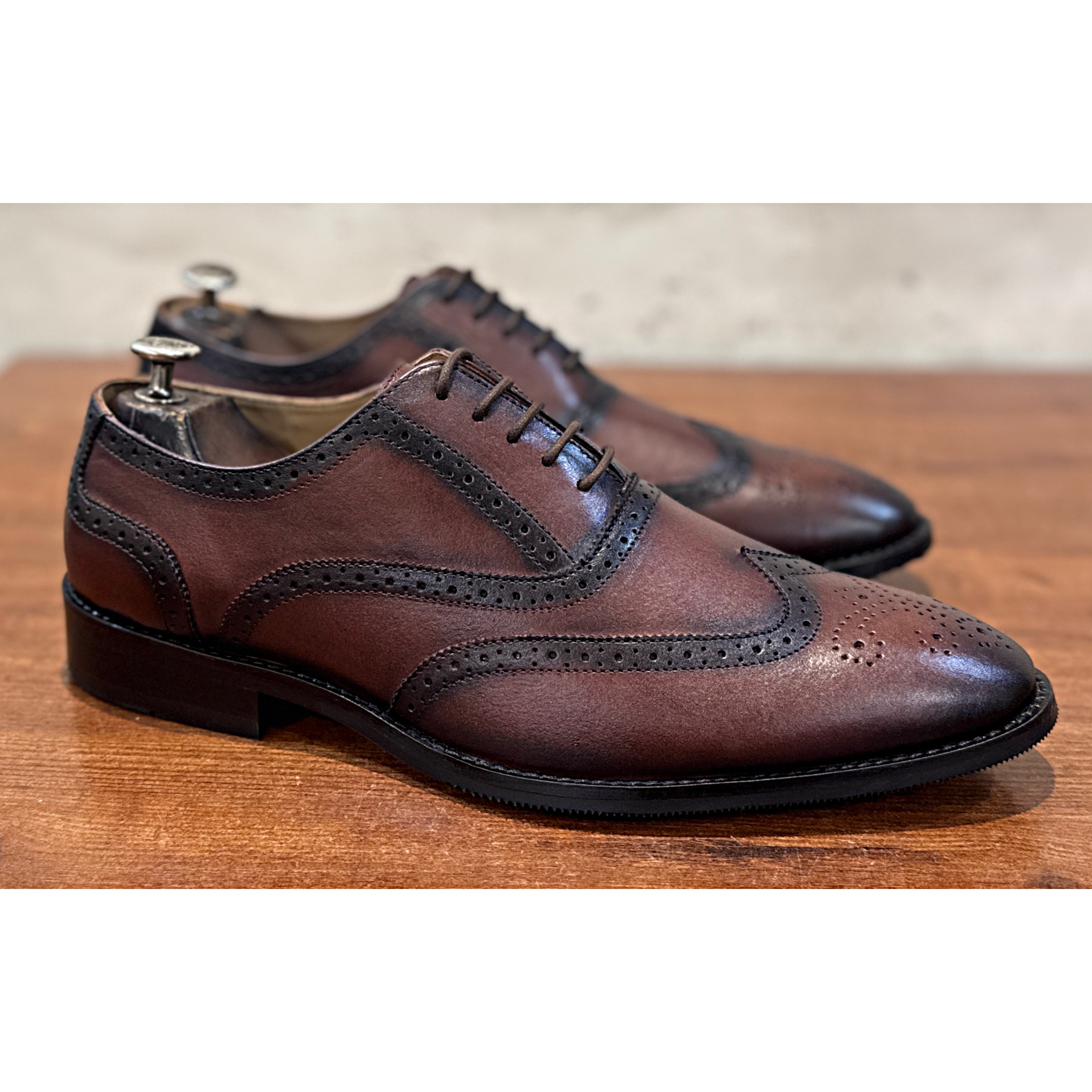 The Windsor Brogue Oxford – Burnished Brown Leather Dress Shoes