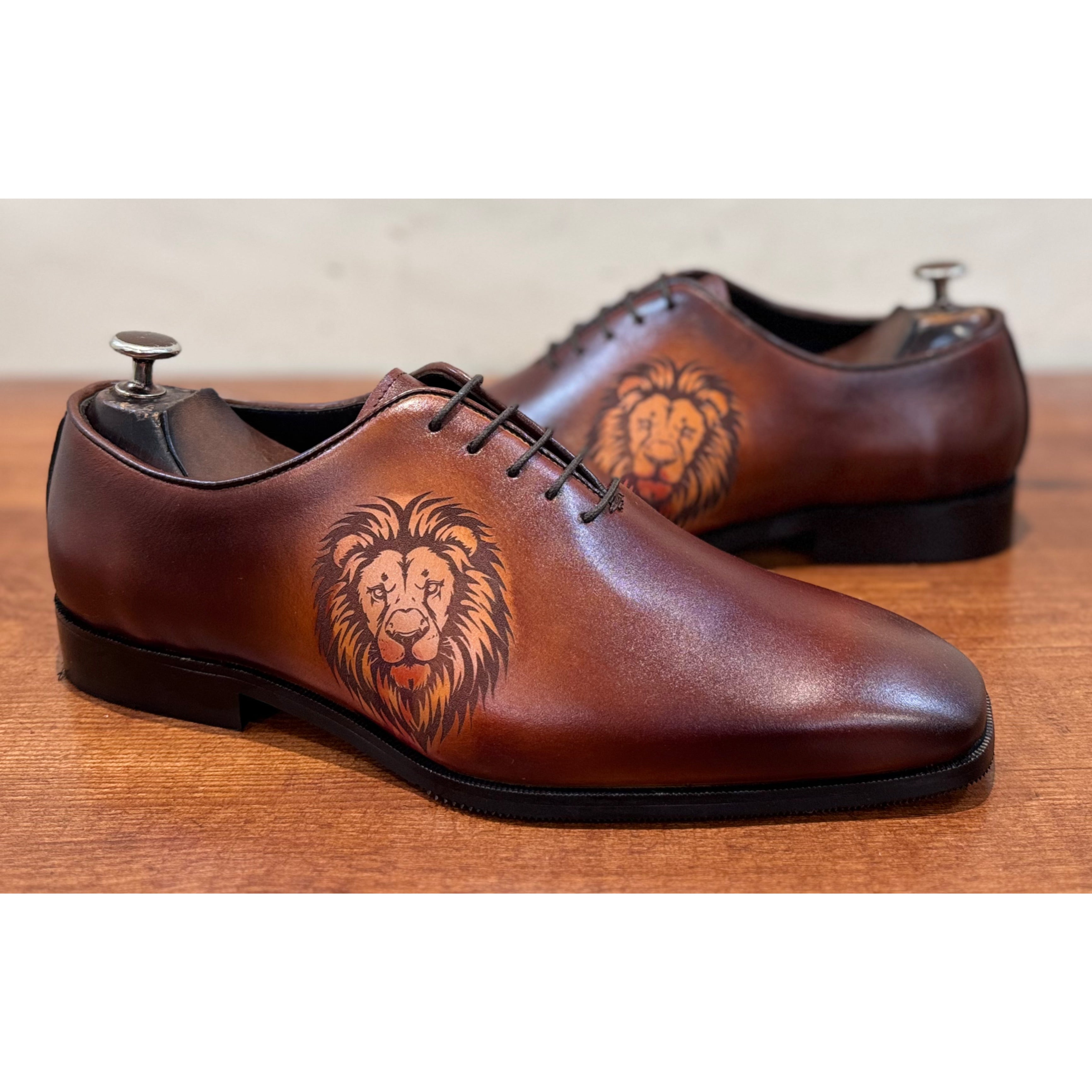 Lion Wholecut Oxfords Hand Patina