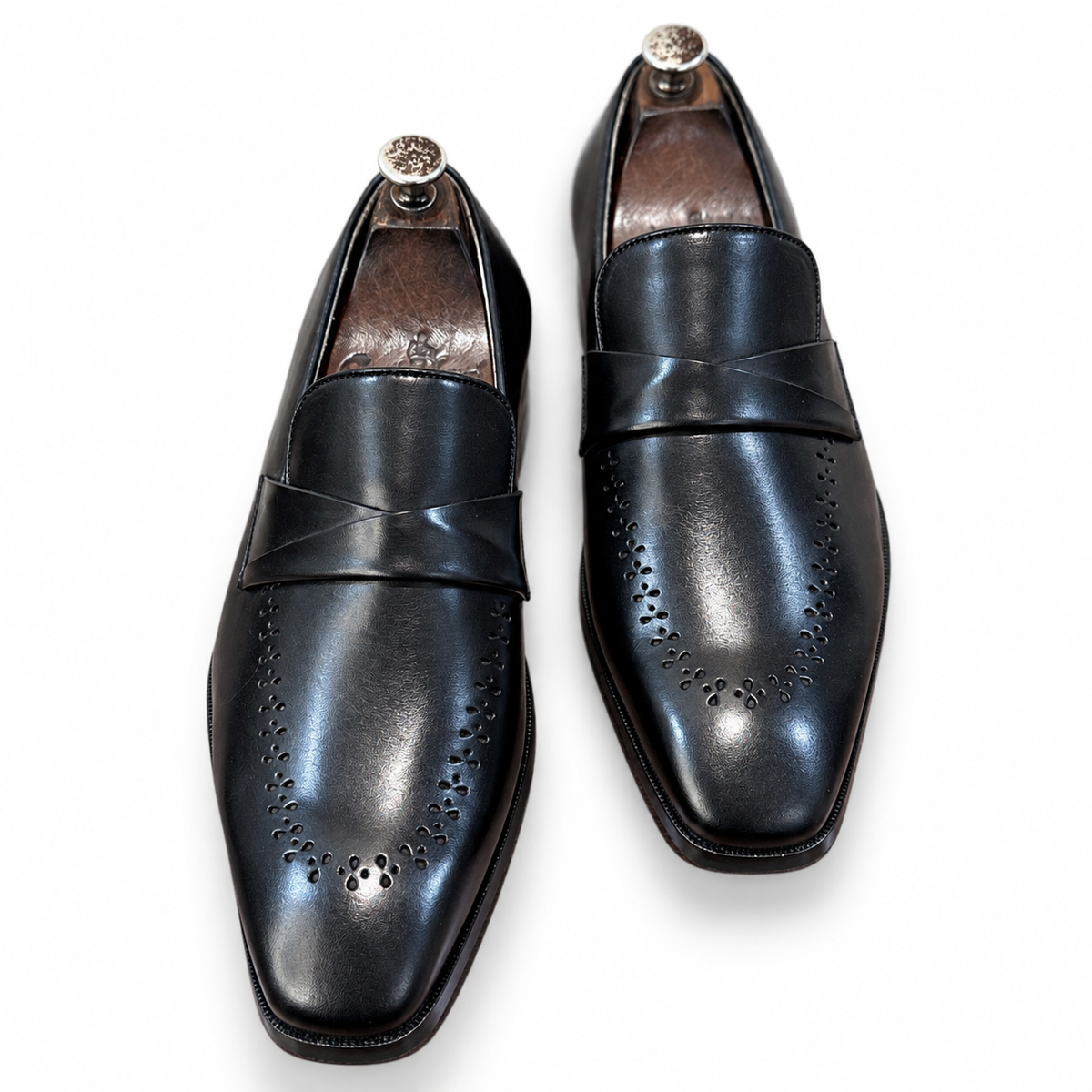 Myron Black Leather Loafers for Men