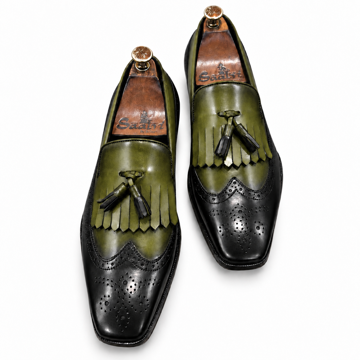 Olive Noir Kiltie Tassel Loafers